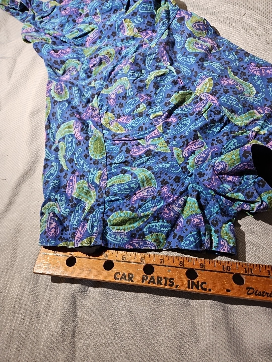 Vintage Rose Marie Reid One Piece Paisley Womens Blue Swimsuit Skorts Romper
