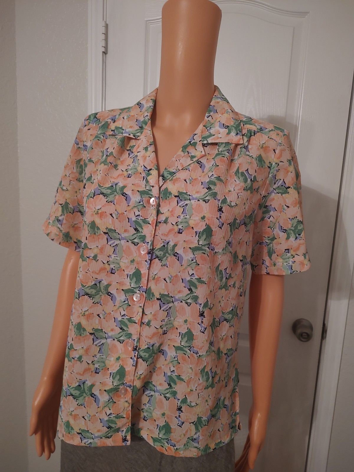 Vintage Petite Floral Grandma DonnKenny Women’s Small Blouse Button Collar -DP17