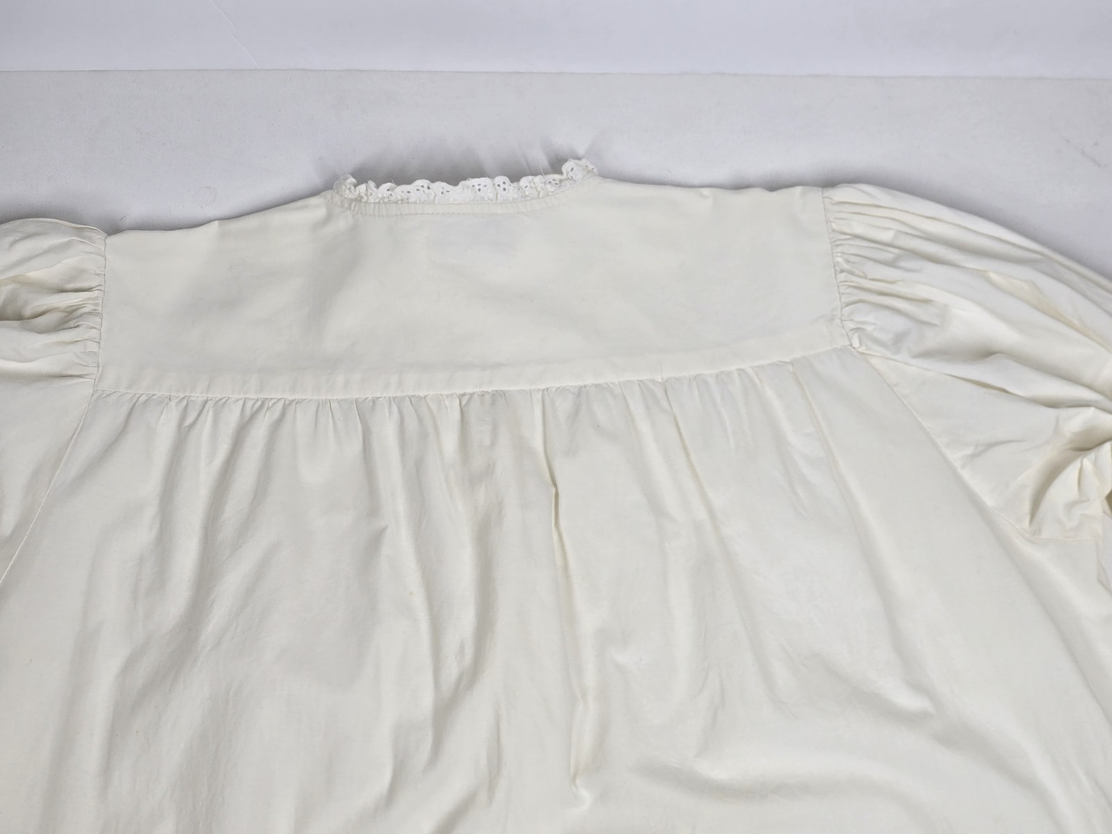 Powell Craft Nightdress Vtg Victorian Ivory Eyelet Lace Bib Trim 100% Cotton OS