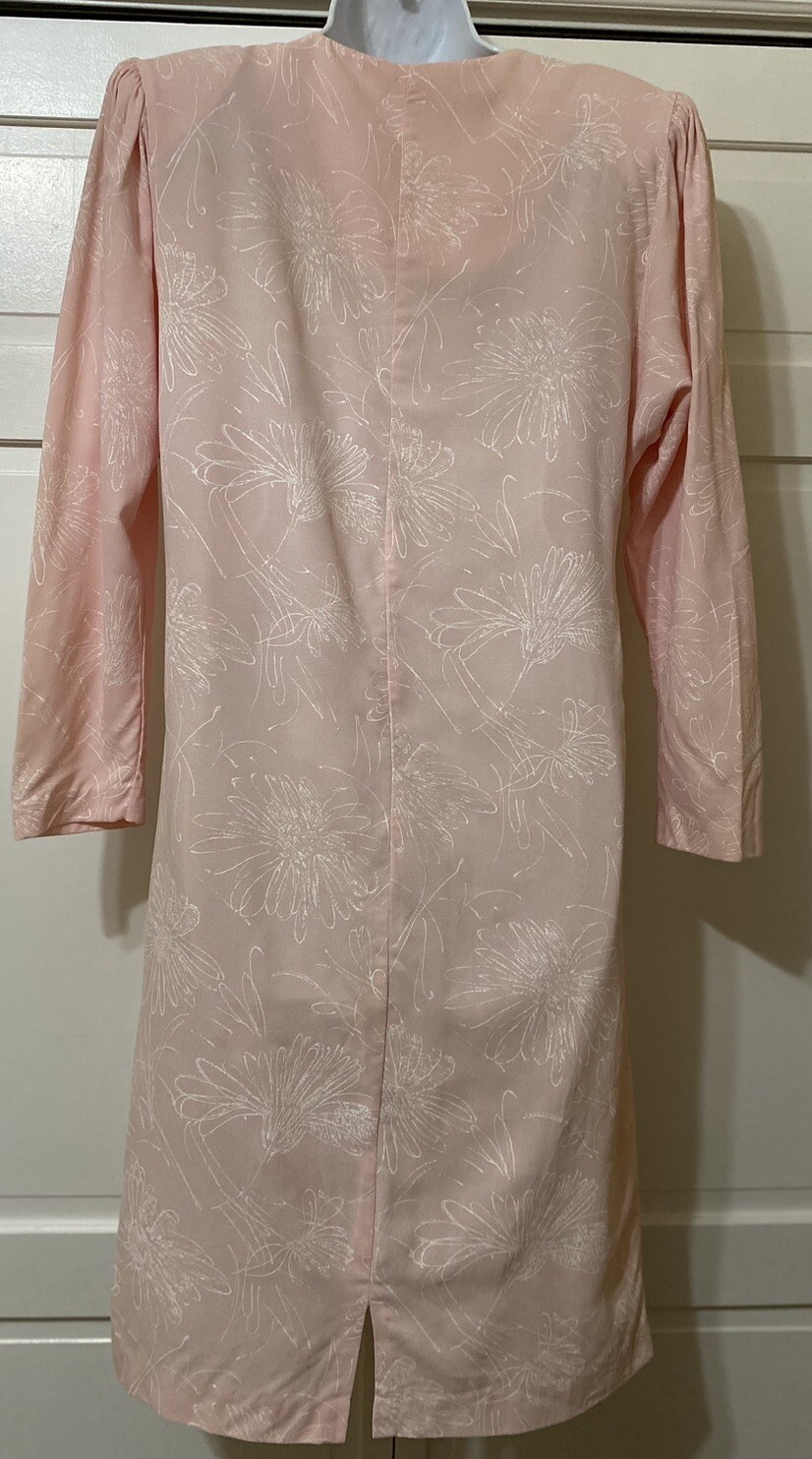 Flaw Vintage 1980’s Pellini Von Bramlett Pink Floral Sheath Dress USA Size 5/6