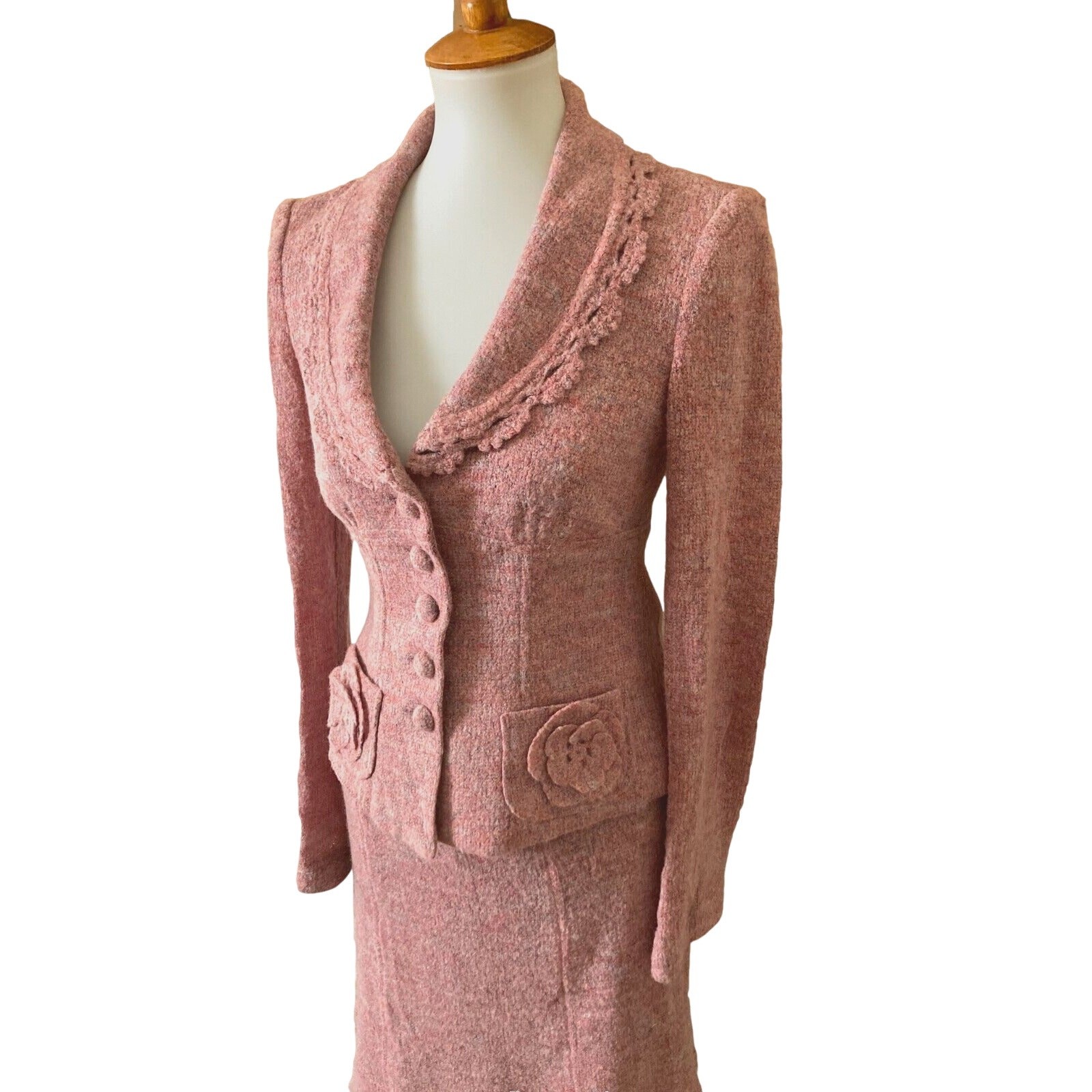 Vintage Y2K Nanette Lepore Knit Suit, Never Worn Sz. Small, Dusty Pink