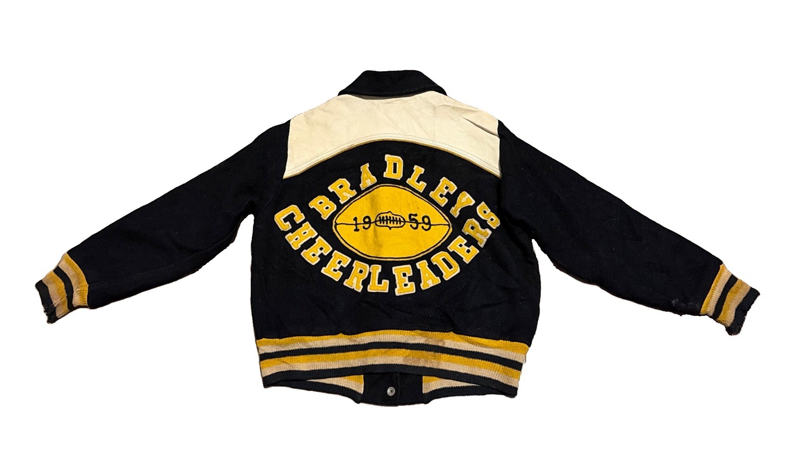 Vintage 50s Varsity Jacket Women Wool Leather Cheer Size 36 USA Made Distressed