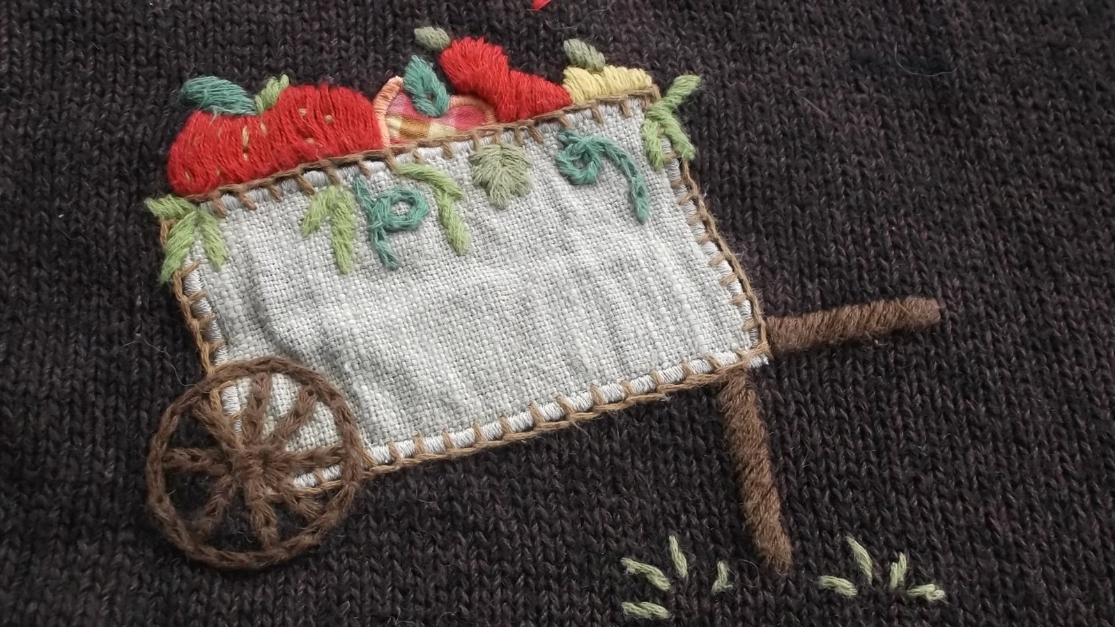 VTG Fall Novelty Sweater Susan Bristol XL 1X Scarecrow Apples Thanksgiving VFG