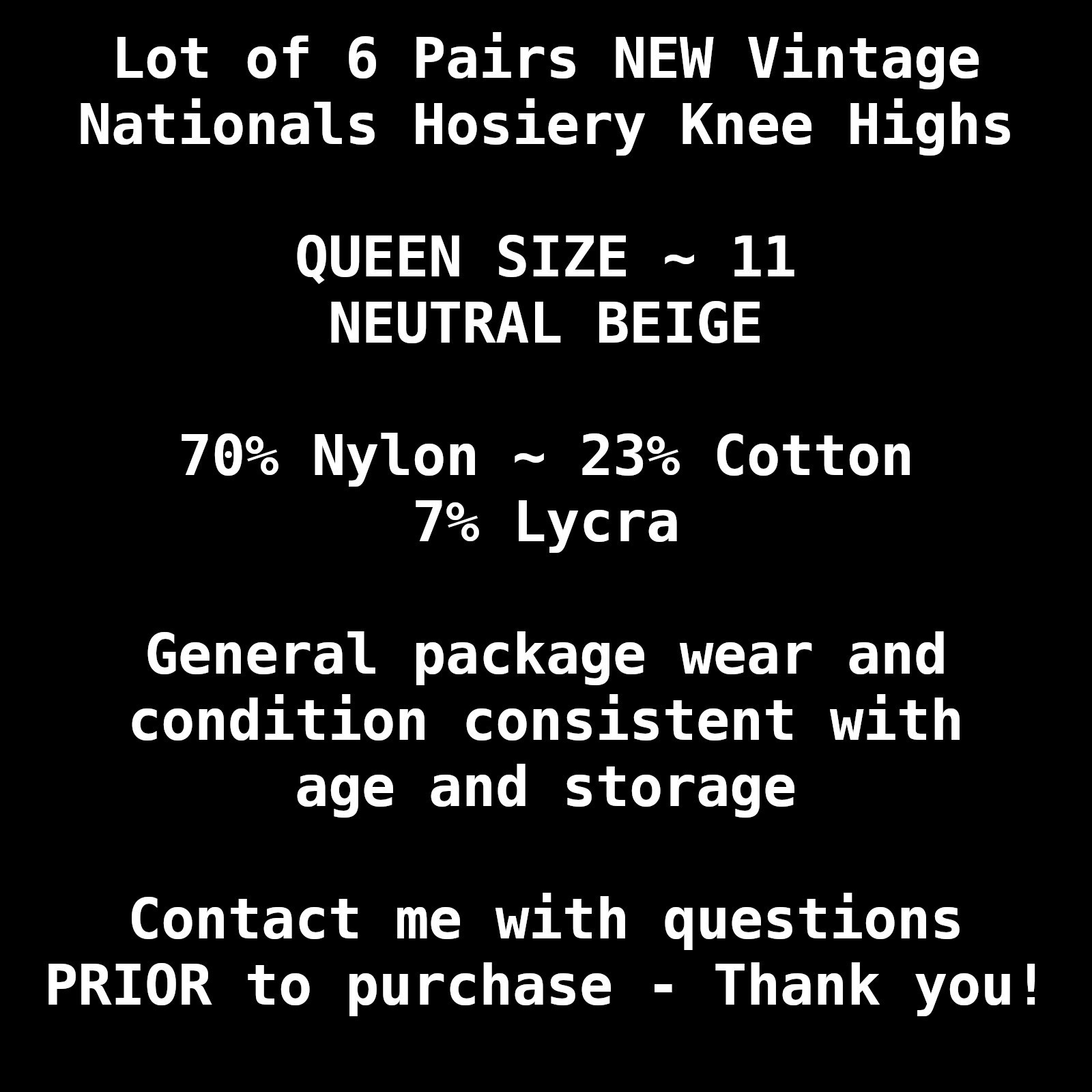 Vintage Nationals Hosiery Knee Highs Lot of 6 Pairs Queen Size 11 Neutral Beige