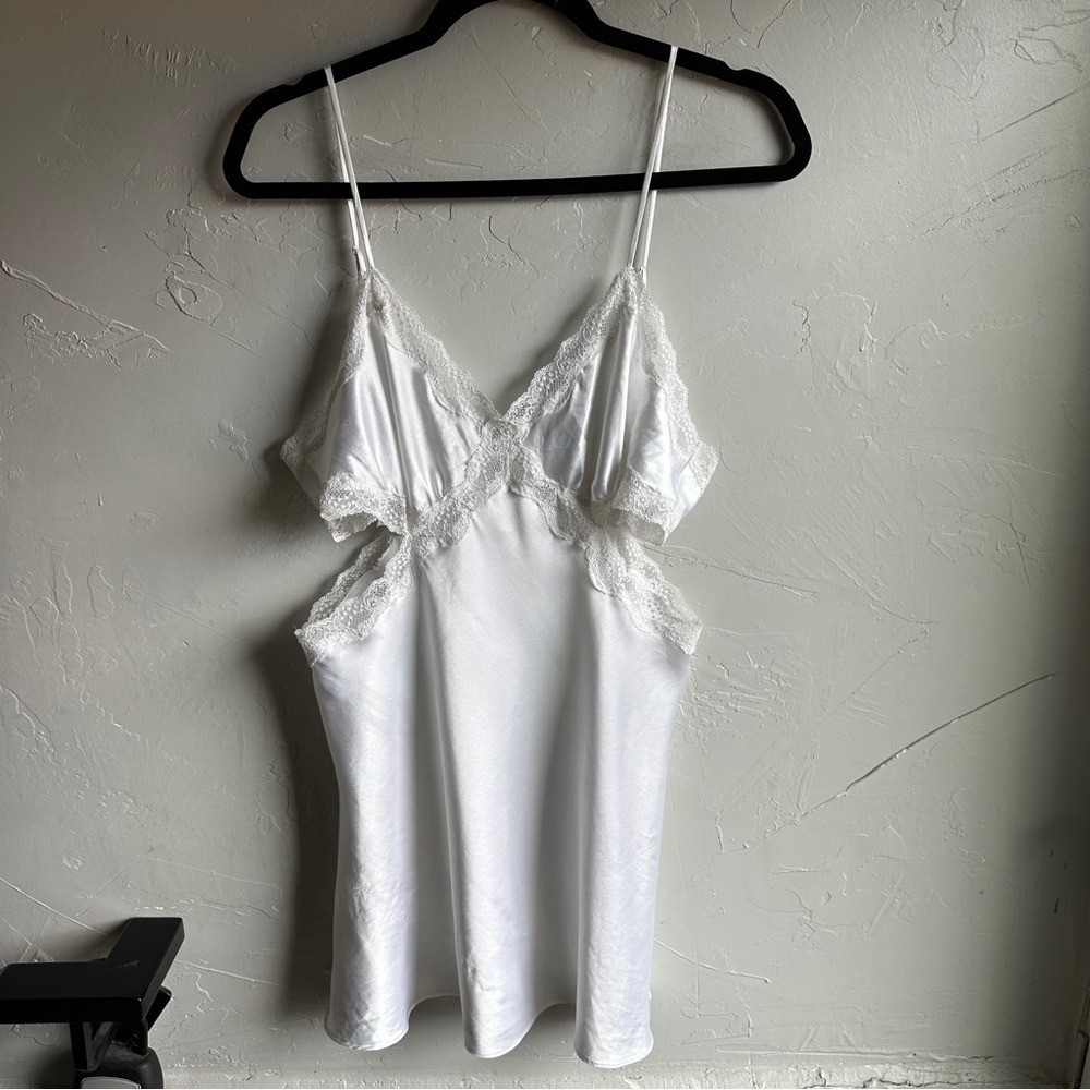 Victoria’s Secret I Do White Satin Lace Slip Dress Coquette Balletcore Bridal L