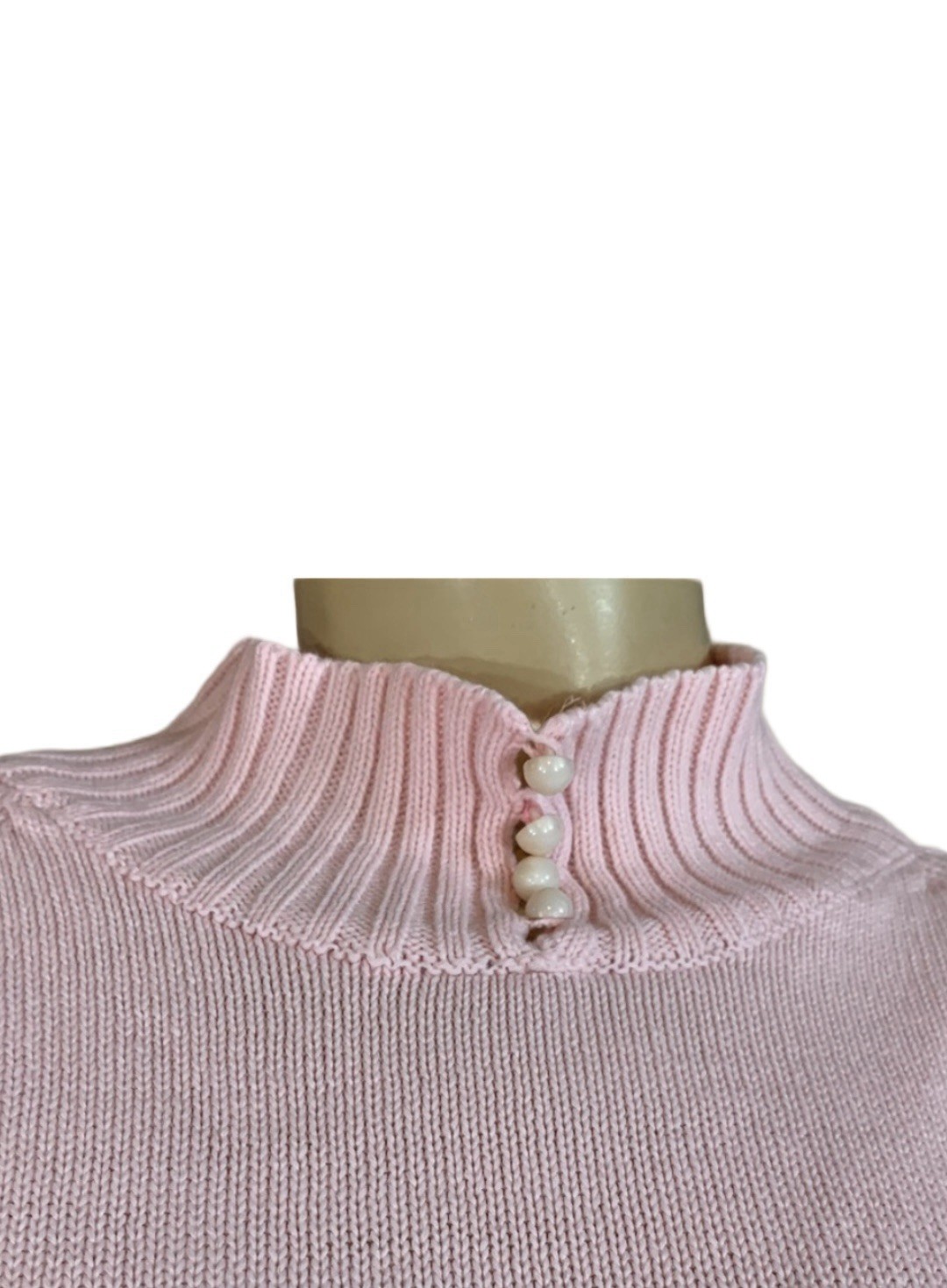 VINTAGE CIRCA 1980’S LIZ THOMAS II LIGHT PINK MOCK NECK 3/4 SLEEVE SWEATER SZ 1X