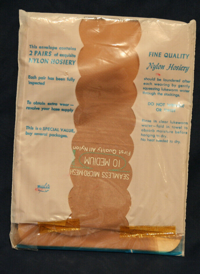 Vintage 2 Pairs per Pack Robles Seamless Pantyhose/Stockings -Size 10M-Beige