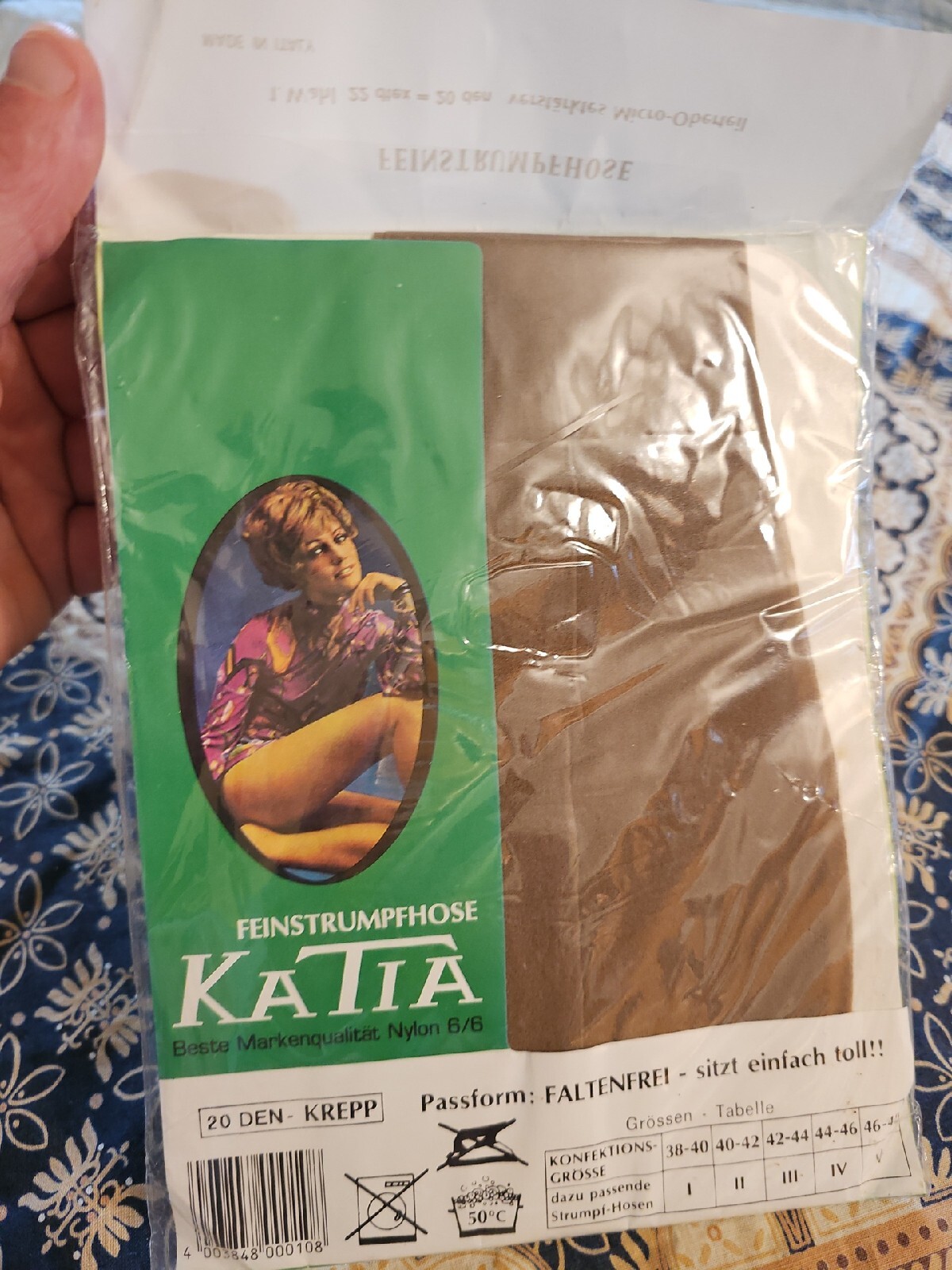 NOS VTG 1960s/70s Feinstrumpfhose KATIA Nylon 6/6 MADE IN ITALY 20 Den Krepp NEW