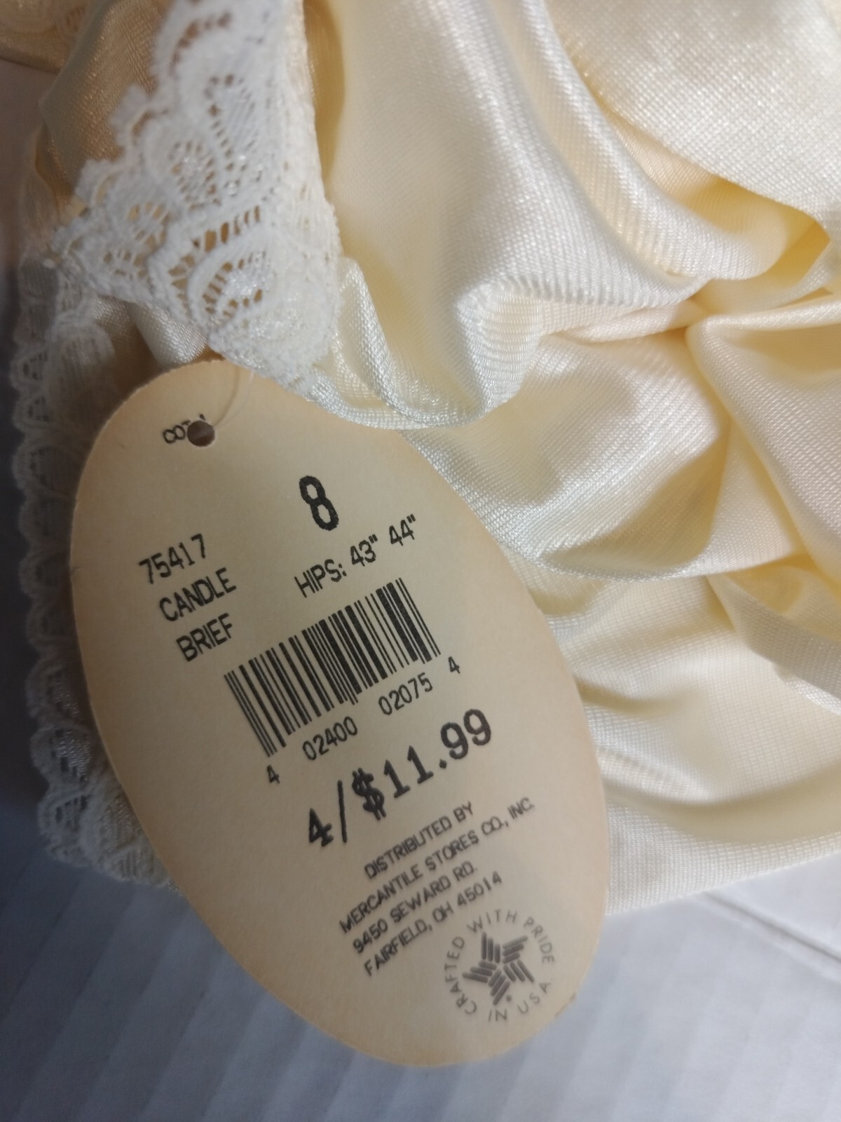 Cotillion nylon lace Candle Brief Yellow panties granny Sz 8 Hip 43″ 44″ Vintage