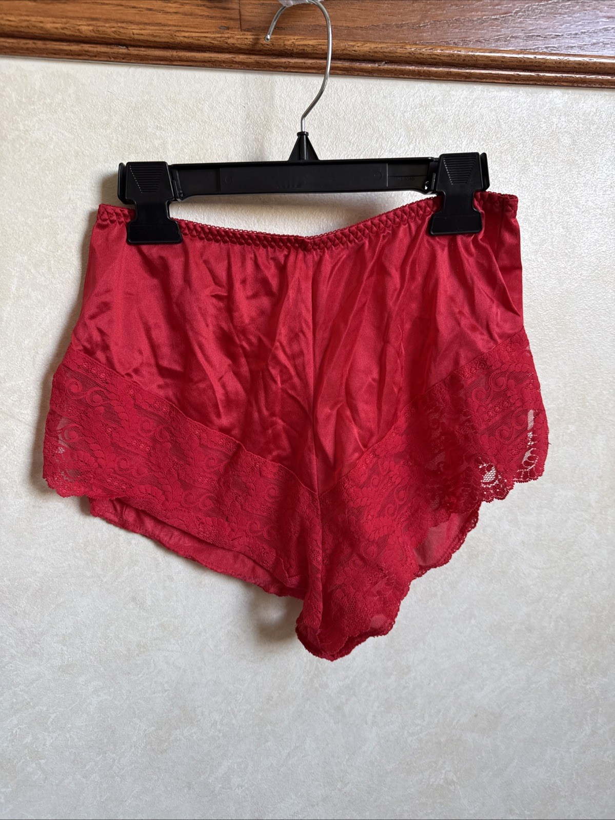 Vtg Ashley Taylor Nylon Hi Leg Flutter Tap Panty Red Lace Size S