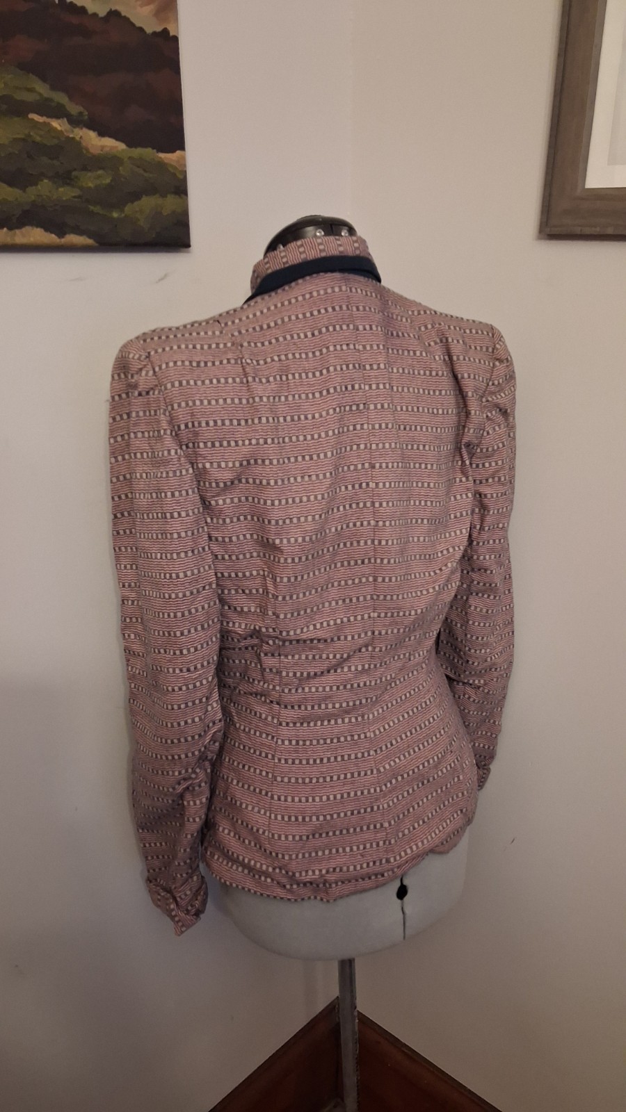 Vintage 1940s Suit Jacket Womens Blazer. Navy And Pink Jonasson’s Retro Coat
