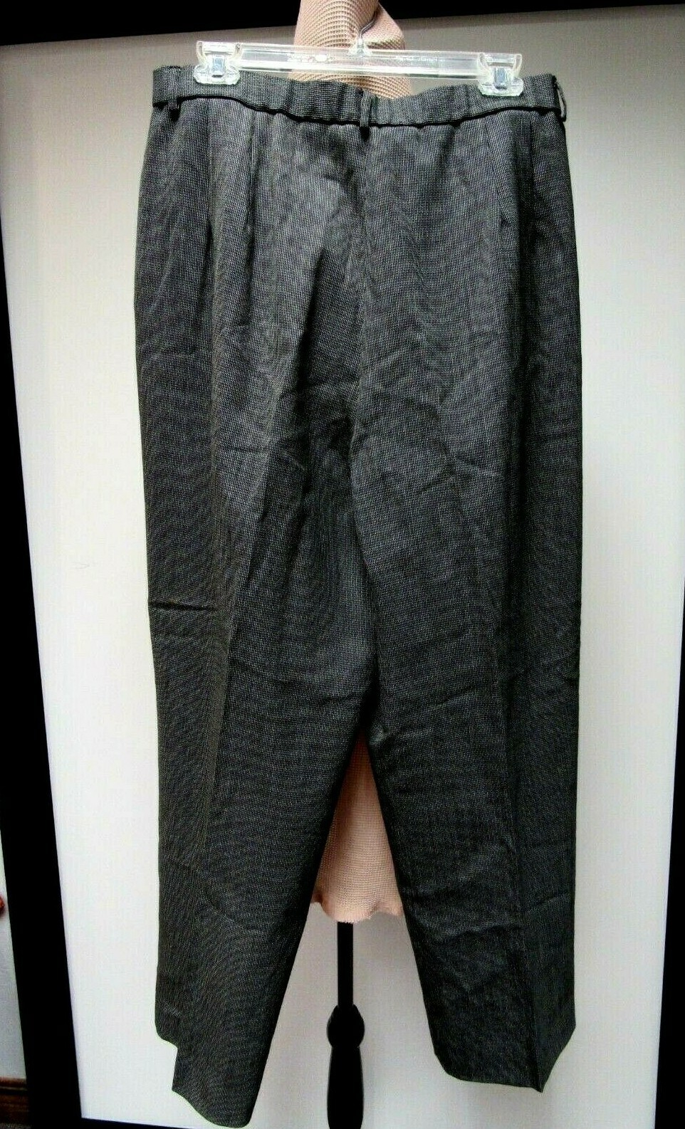 VTG PENDLETON Wool Pants Career Pleated Lined 33 1/2 x 28 1/2 Black White L EUC