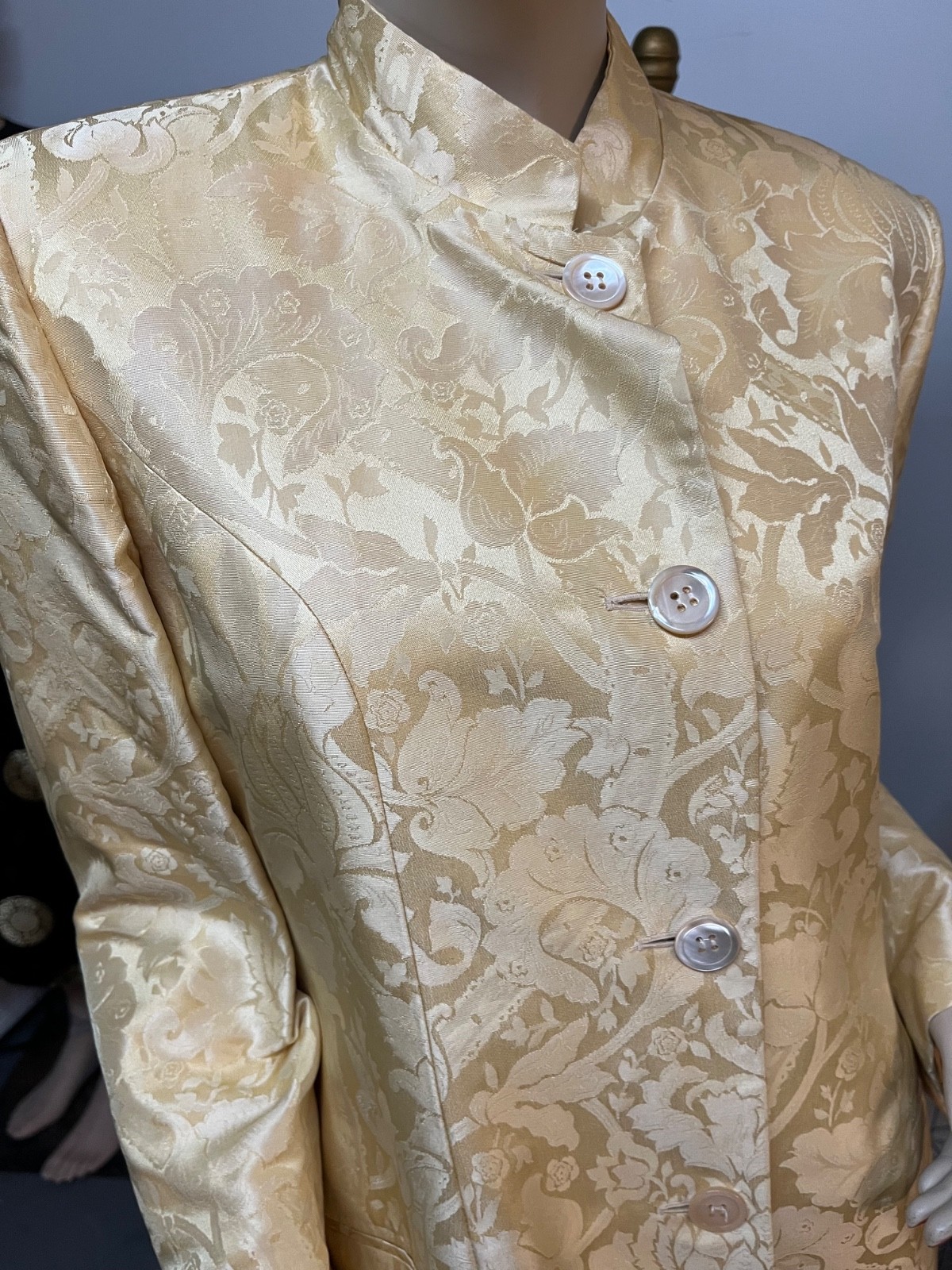 NWT J Peterman Life at Chenonceaux Silk Damask Cutaway Jacket Bust 36-38 $335.00
