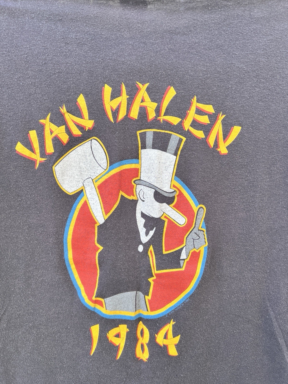 Van Halen True Vintage Tour of the World 1984 Eagle Print Ched Black Shirt Large