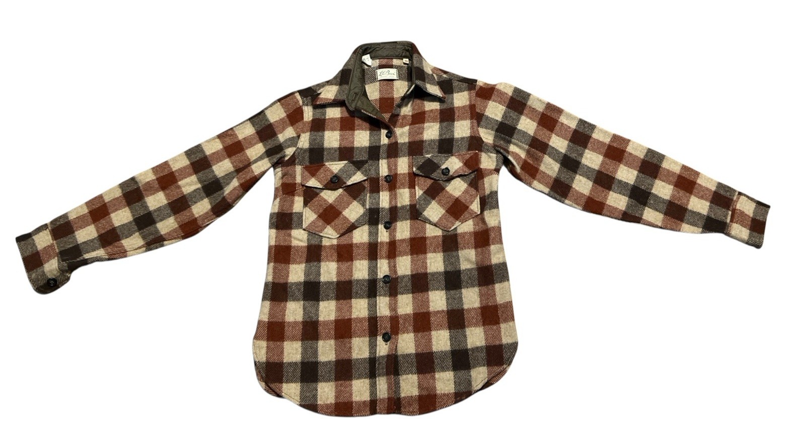 Vintage 60s LL Bean Wool Shirt Women’s 10 Plaid Flannel USA Made Script Logo EUC