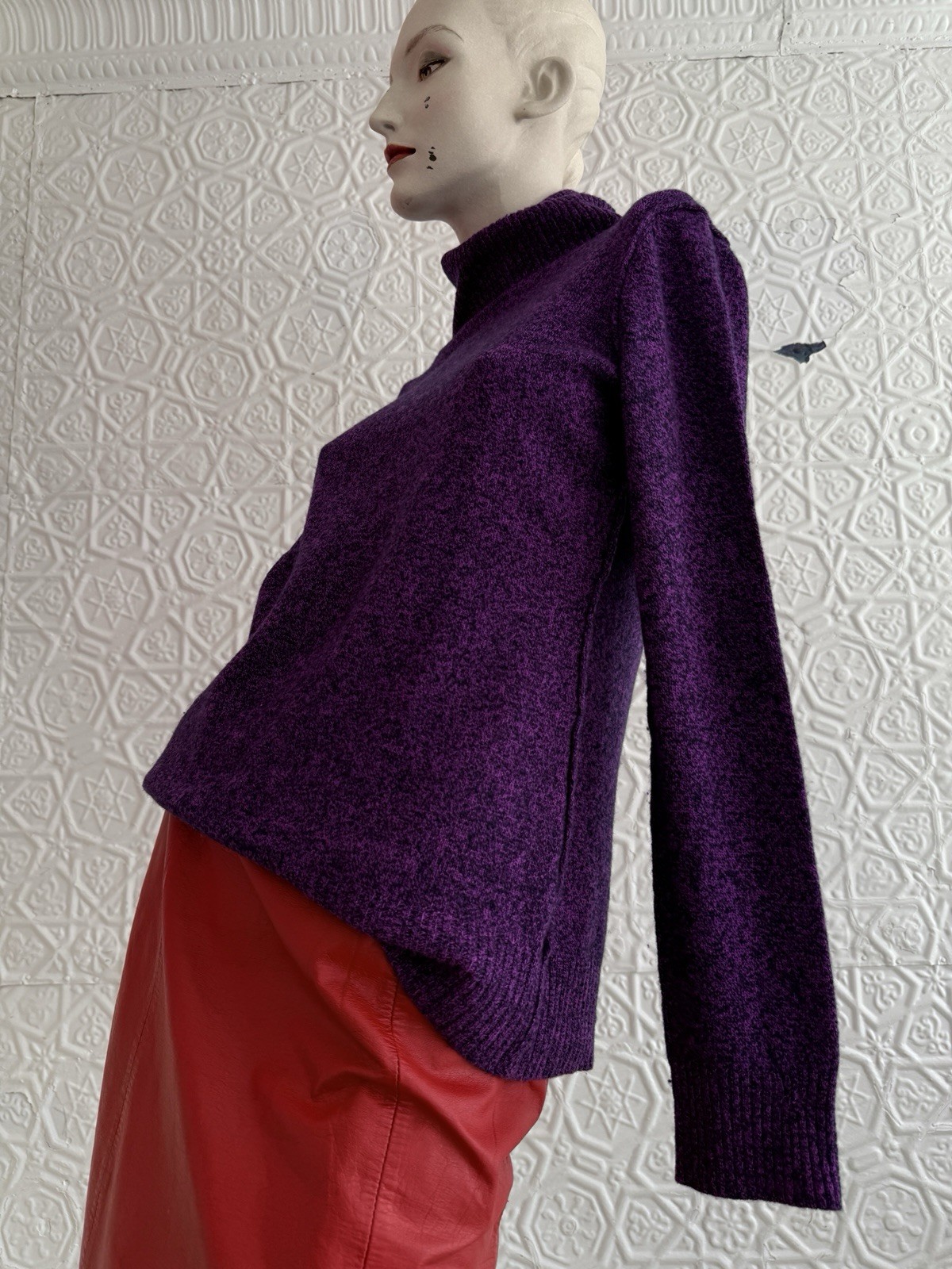 Purple Black Heather Cashmere Turtleneck sweater Medium Aqua