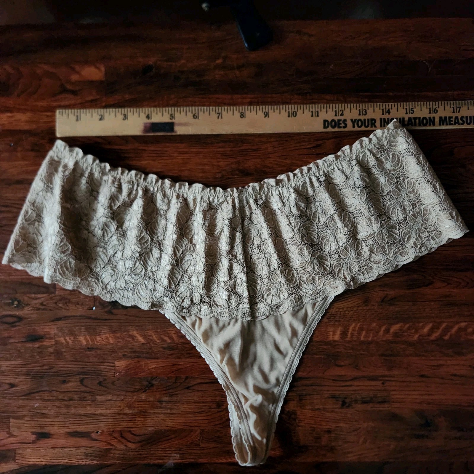 Vintage Avenue Body Plus Size Thong Womens 18-20 Beige Floral Panties Underwear