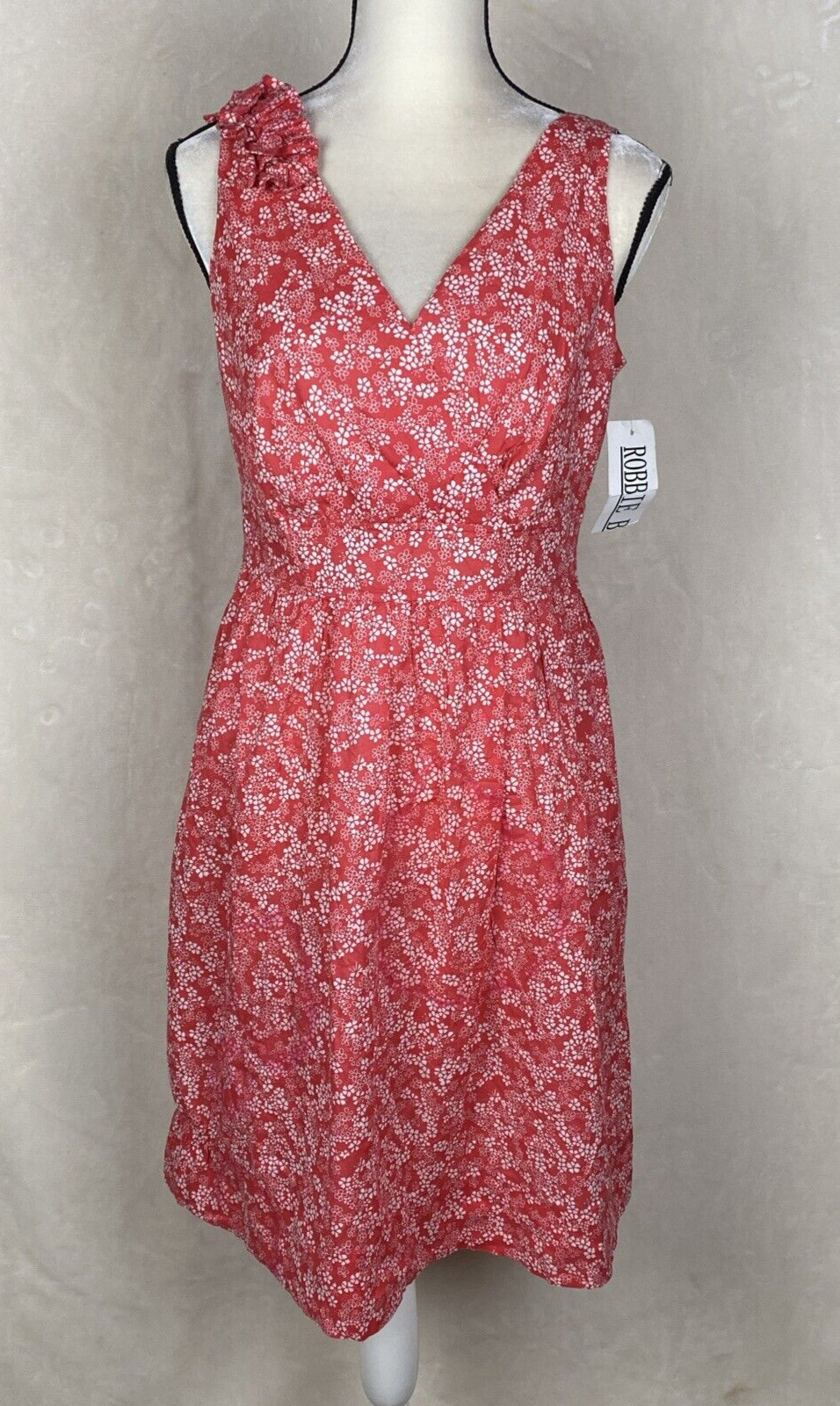 VTG Y2K Robbie Bee Sun Dress Womens 8 ALine Empire Waist Ditsy Floral Office Wor