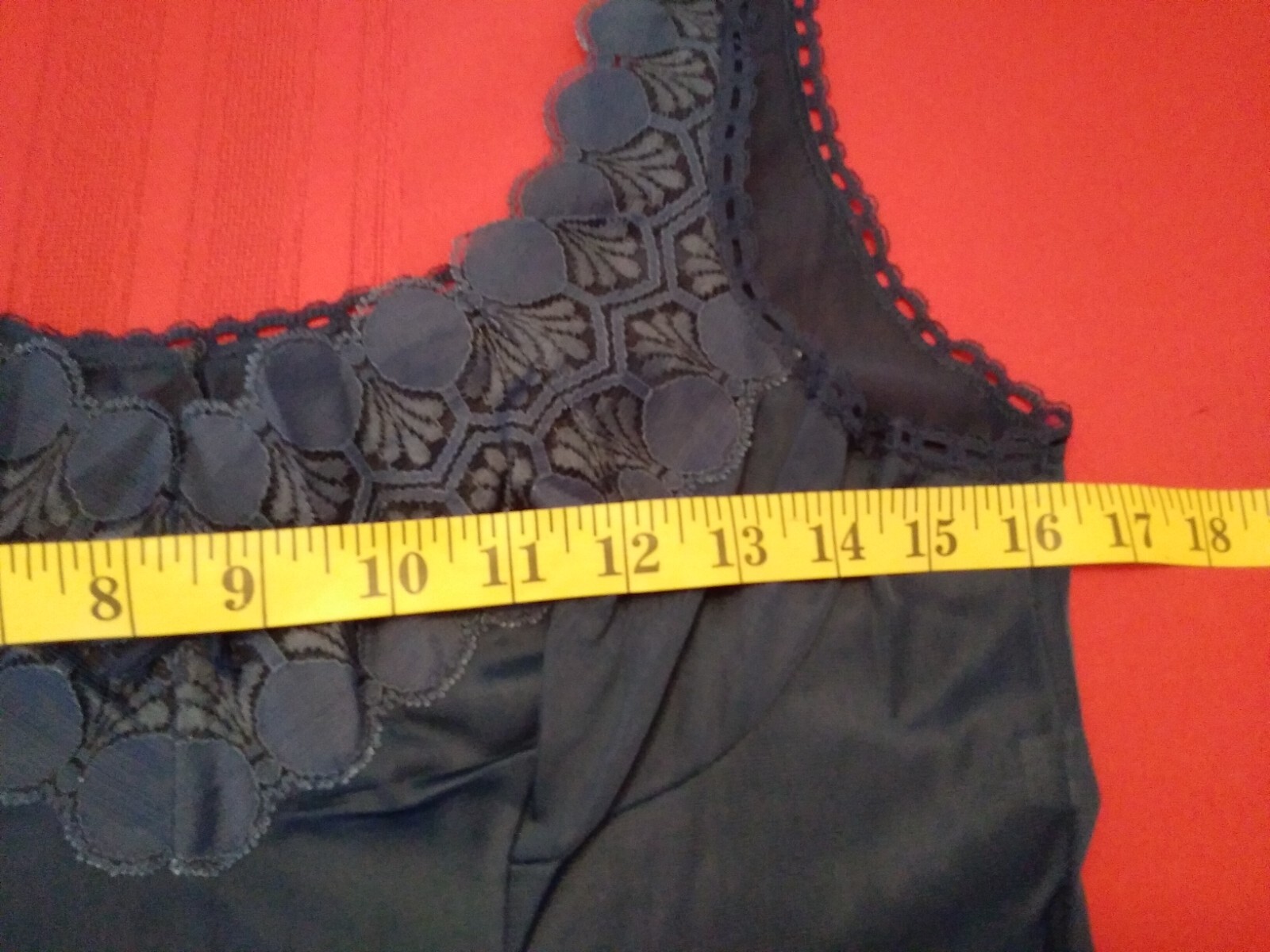 Vintage 60’s Full Slip Dress Chemise European Wide Strap Navy Blue Lace S-M