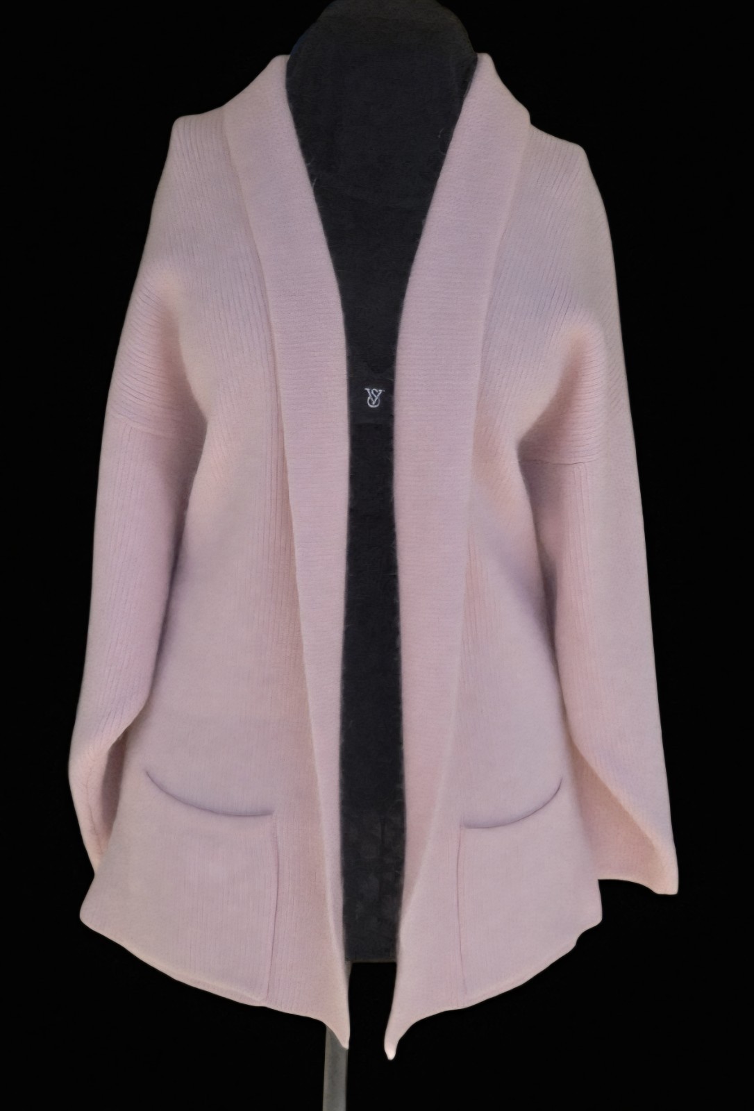 1980s SIDE EFFECTS Baby Pink Lambswool Angora Open Front Cardigan Sweater Size L
