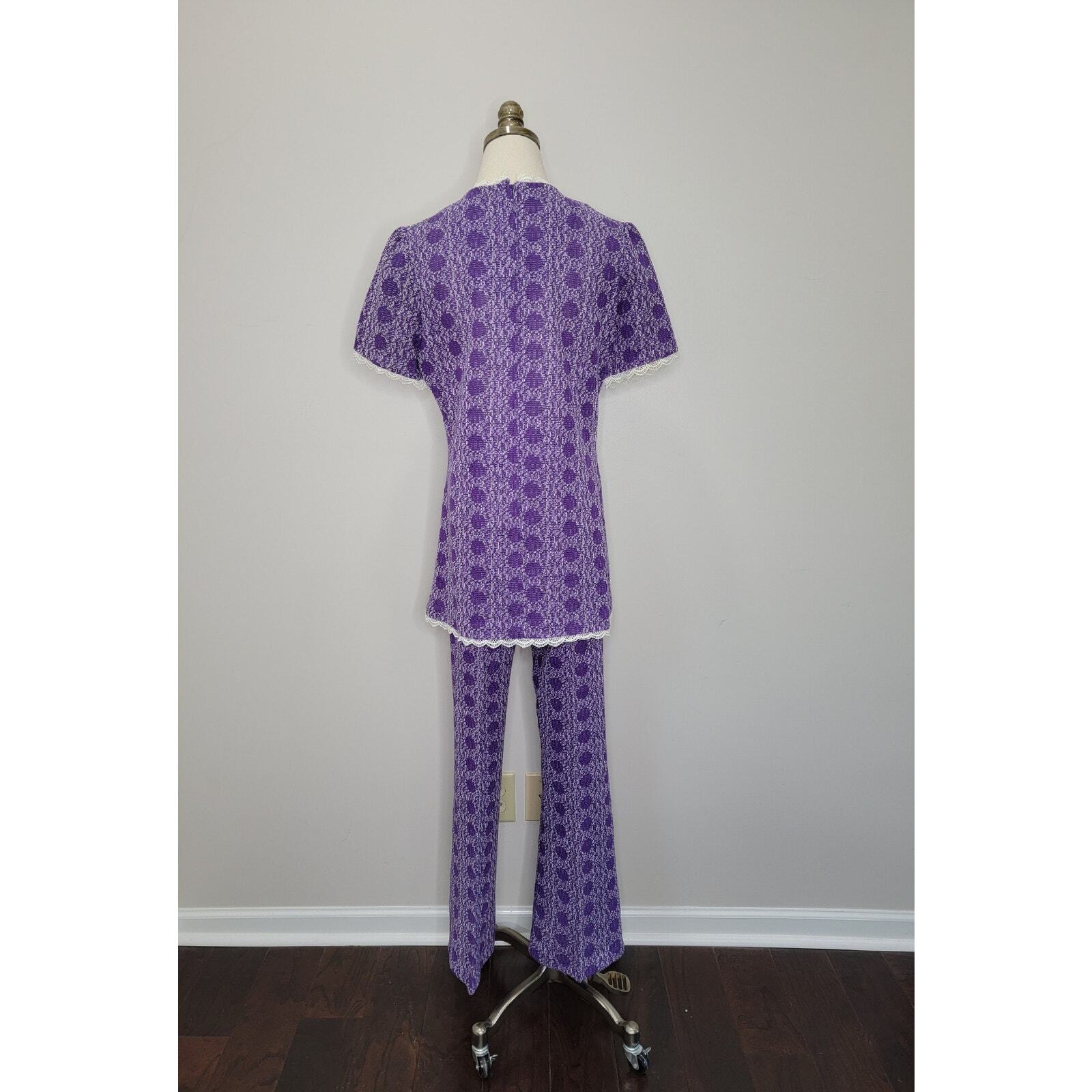 1960s Purple Pants and Top Woven Set