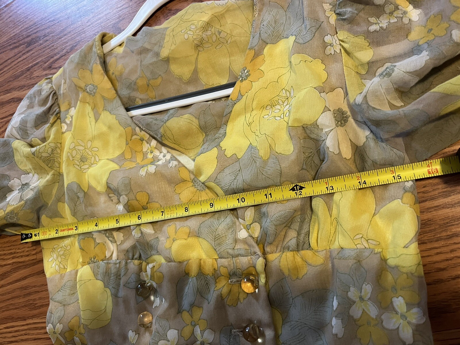 Vintage 60s/70s Floral Midi Dress Button Front Homemade (Measurements In Photos)