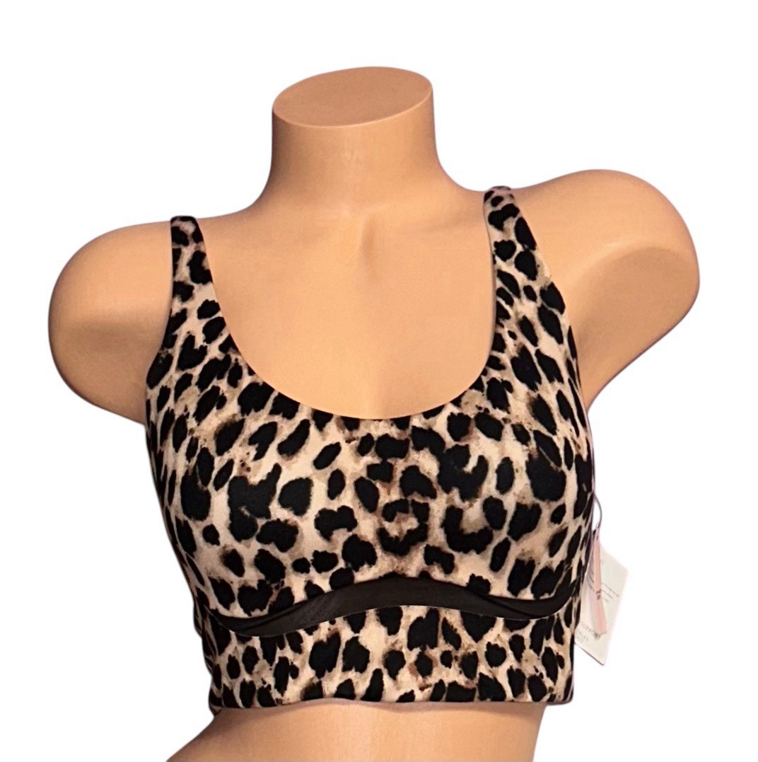 Victoria’s Secret Lightweight Silky Soft Cheetah Sheer Inset Sports 32DD NWT