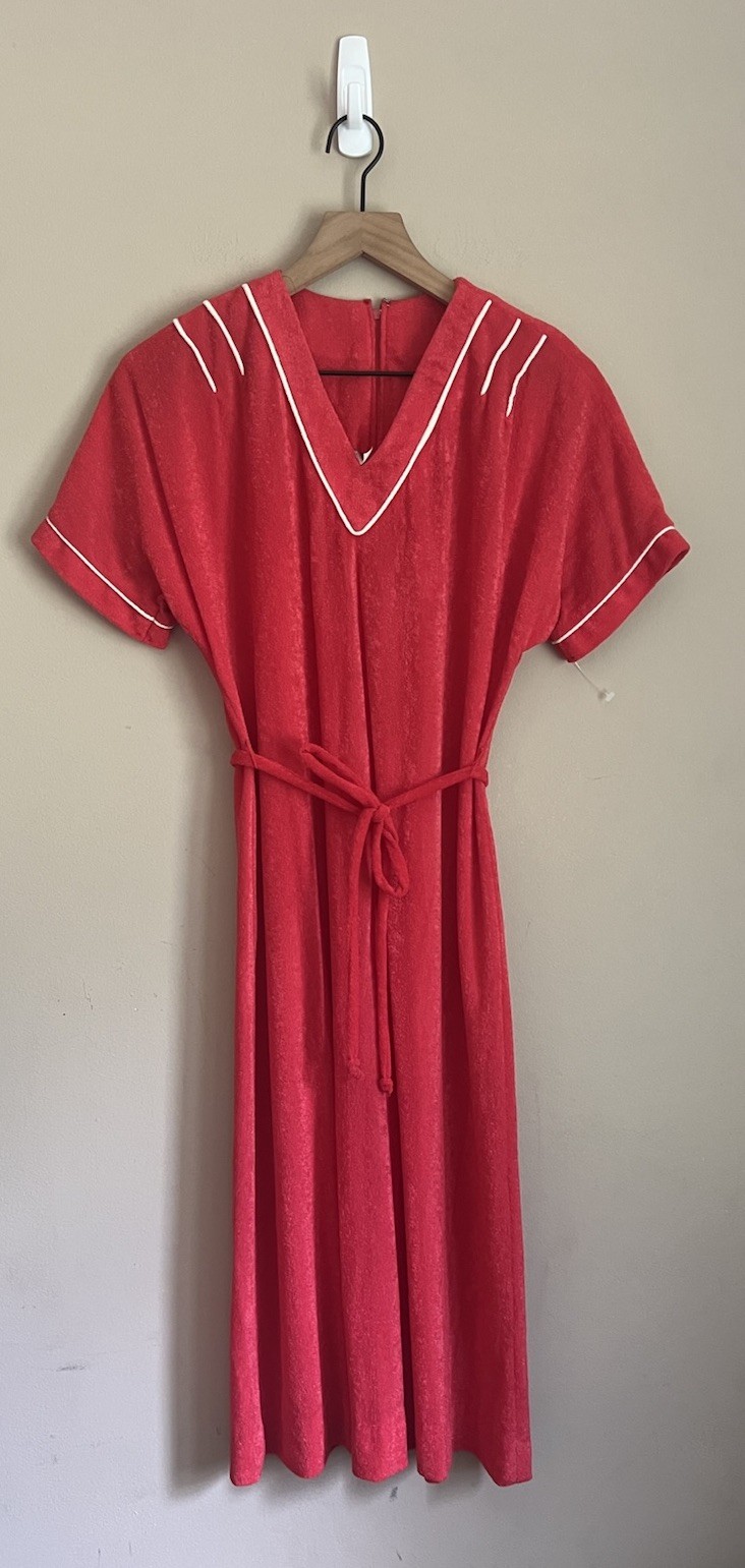 Vintage Dress Lady Laura Toni Todd Terry Red Belt Shift Size 12 14 NOS