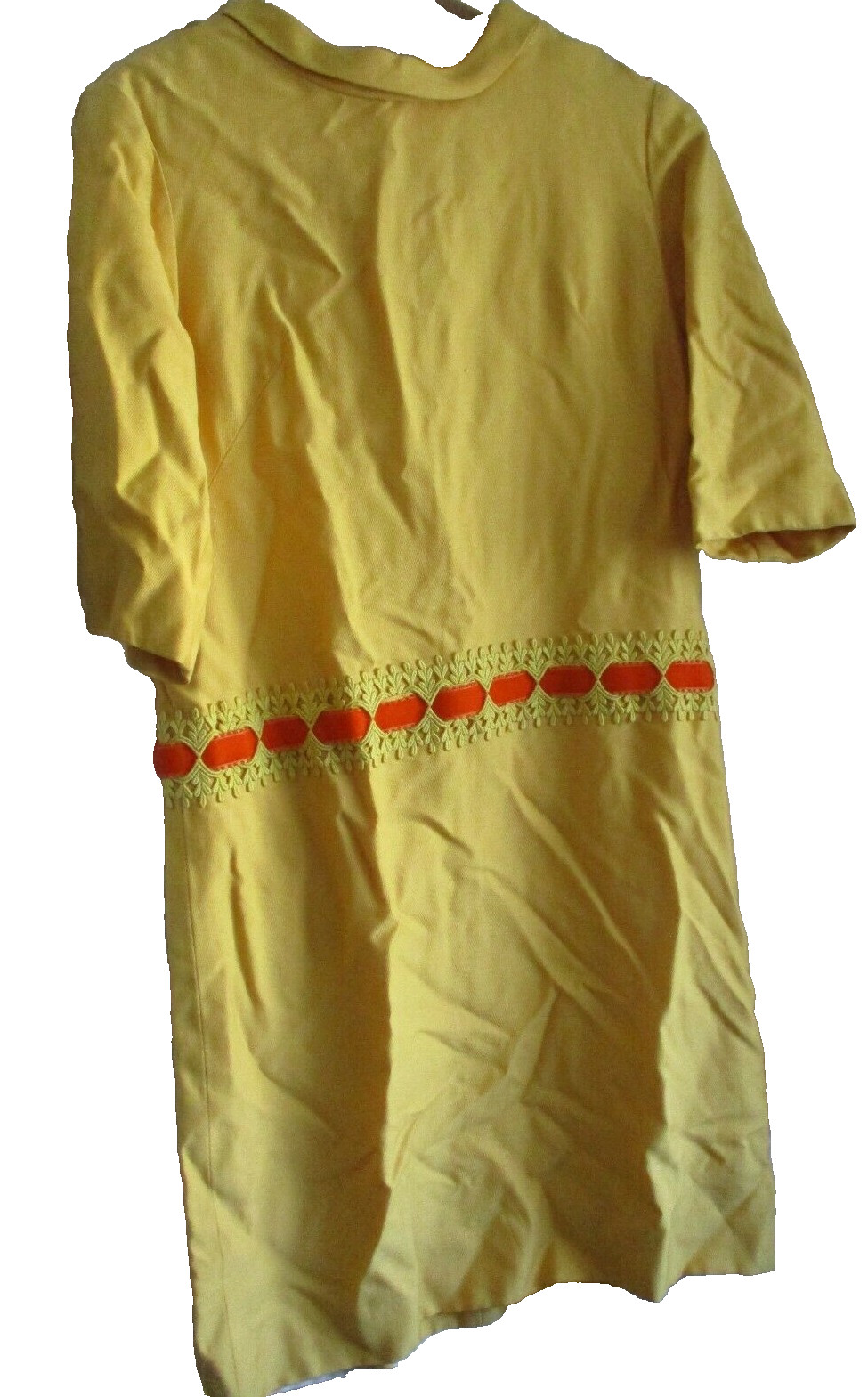 1960’s vintage Dress bright yellow low waist handmade not lined women’s L