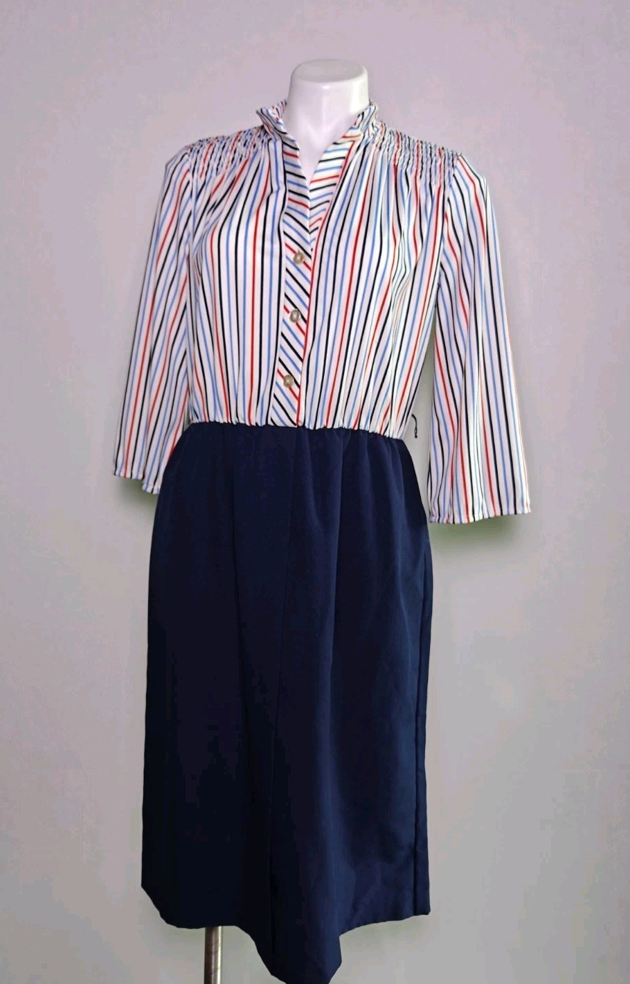 Vintage 1960s’ Amy Deb Dress Bobby’s Girl Style Striped Med/Lge No Belt