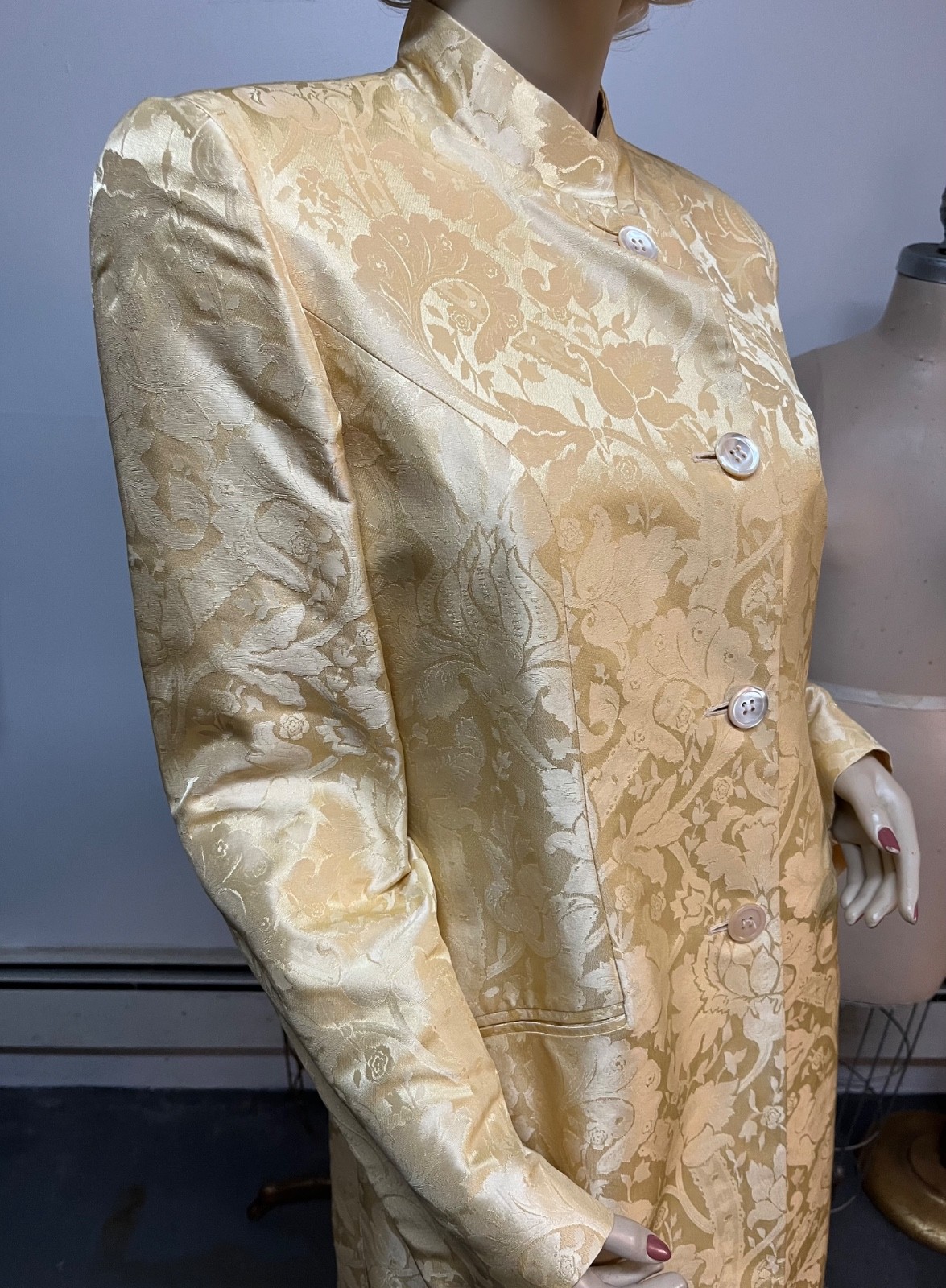 NWT J Peterman Life at Chenonceaux Silk Damask Cutaway Jacket Bust 36-38 $335.00