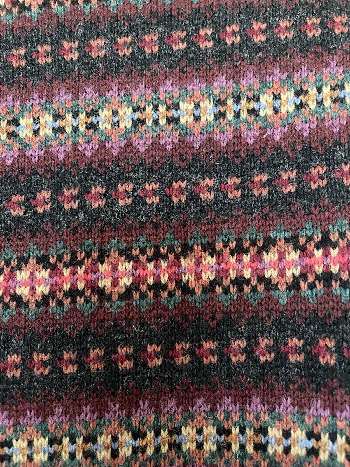 Vintage Ralph Lauren Lambswool Fair Isle Long Cardigan Sweater Coat Size PM