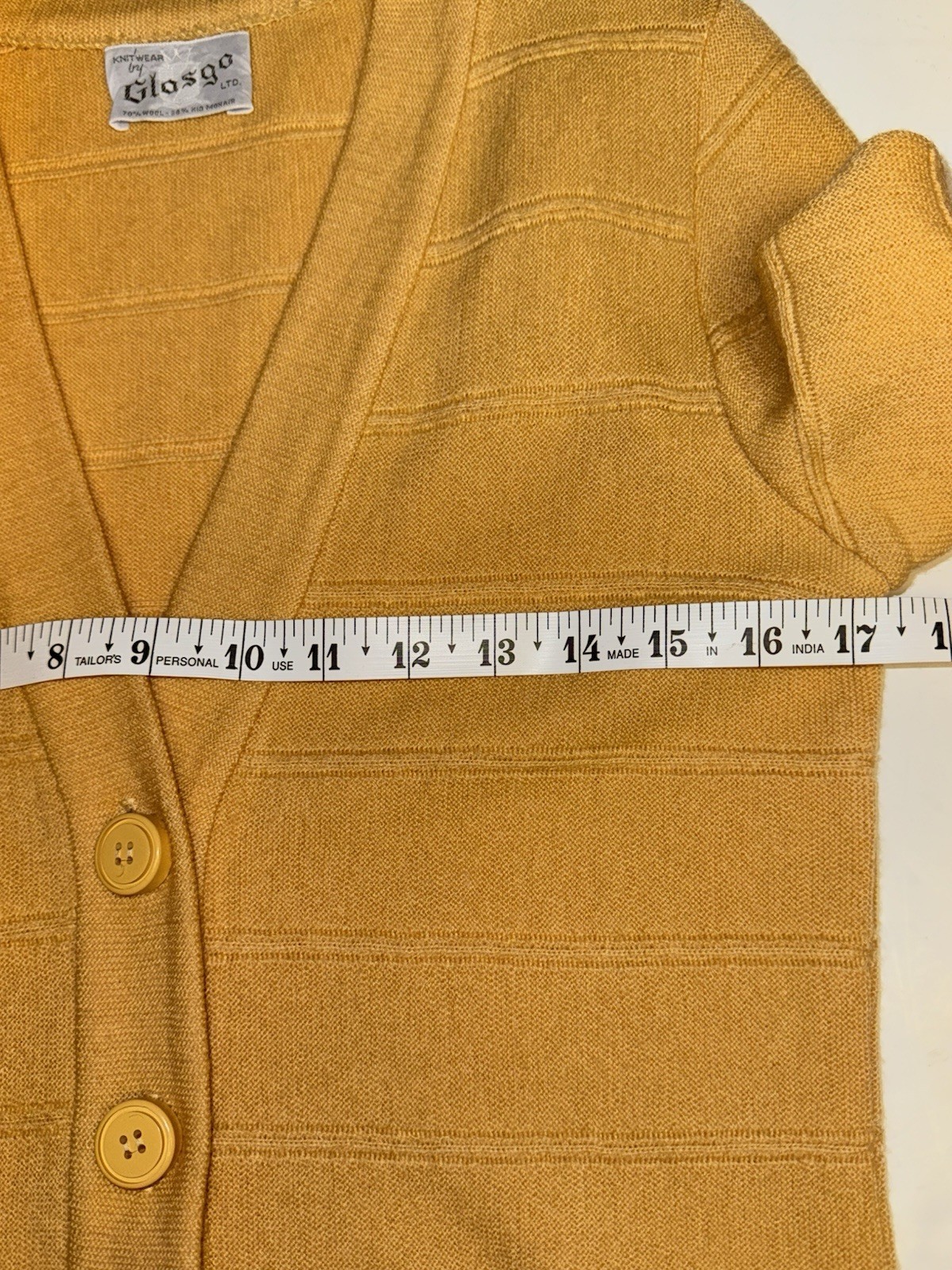 Vintage 60s Mod Knit Skirt Suit Set Mustard Yellow Wool Mohair Glasgo S