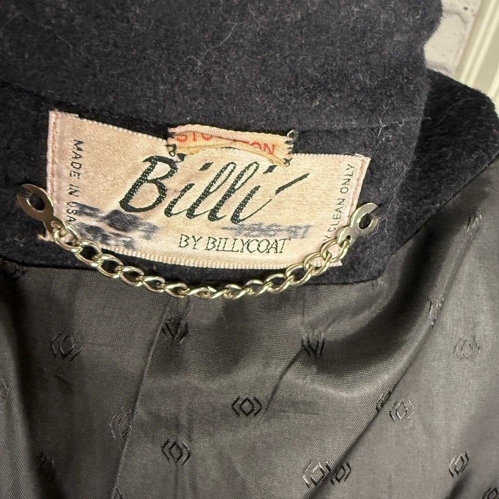 Vintage 80s Classic Black Wool Blend Pea Coat Overcoat Military Style Made USA