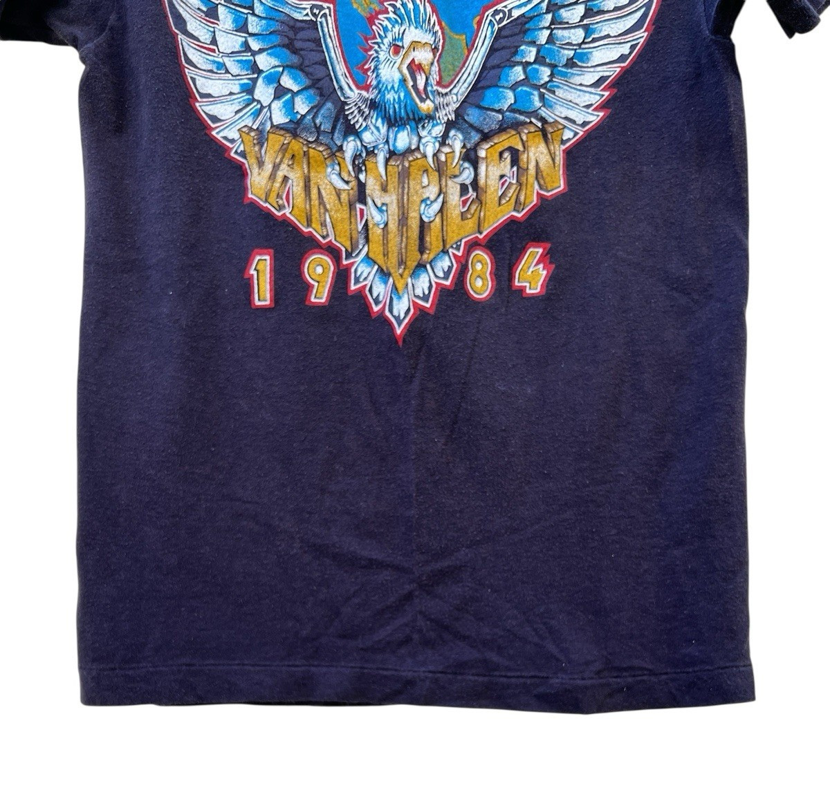 Van Halen True Vintage Tour of the World 1984 Eagle Print Ched Black Shirt Large