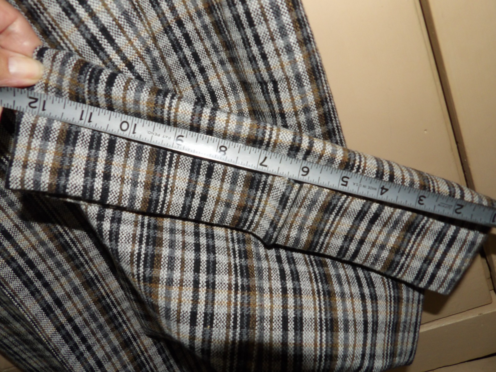 Two Pair Vintage 70s Plaid Trousers High Waist Wide Flare Leg 27″ Waist 31″ 32″L