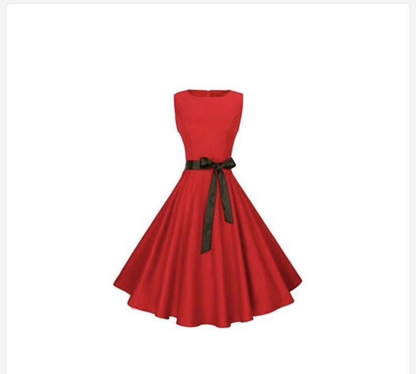 Anni Coco Women’s Classic 1950s Vintage Hepburn midi Dresses Red, Large