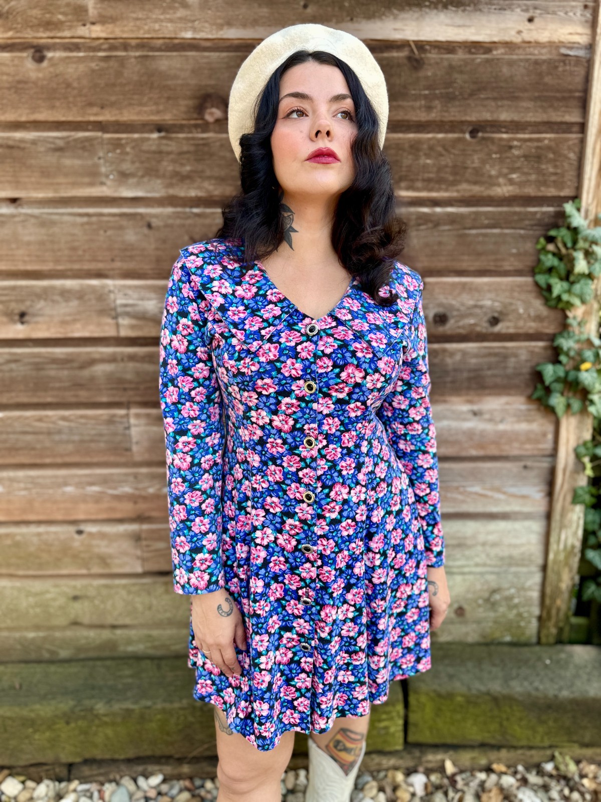 Medium | Vintage 1990’s Floral Cotton Blend Dress