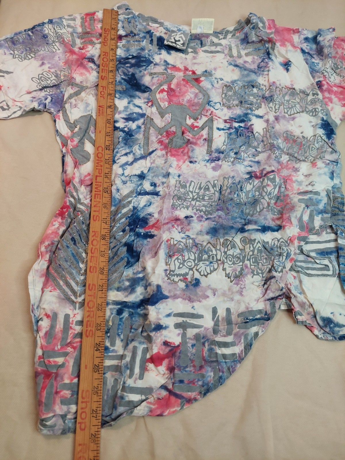 Vintage 2 Pc Rayon Set Womens M Tie Dye Top Pants Boho Festival Bali 90s Hippie