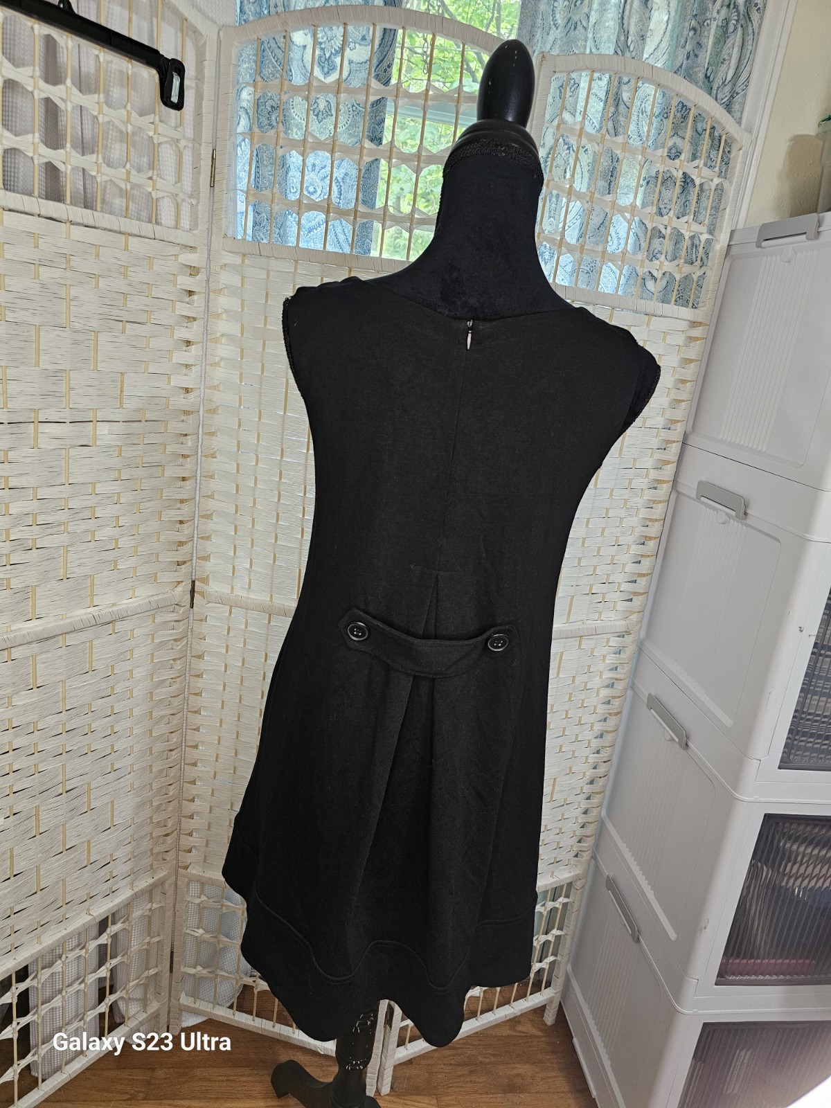 VTG 90s Black BoHo Grunge School Girl Trapeze Swing Mini Dress/Tunic