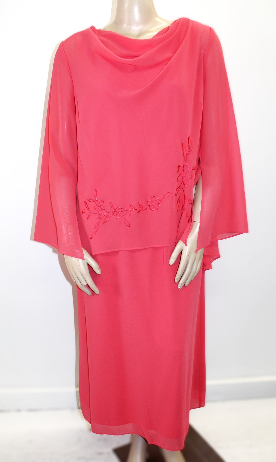Willow Ridge Vintage 2-piece Evening Dress w Top Embroidered Floral Size 18W