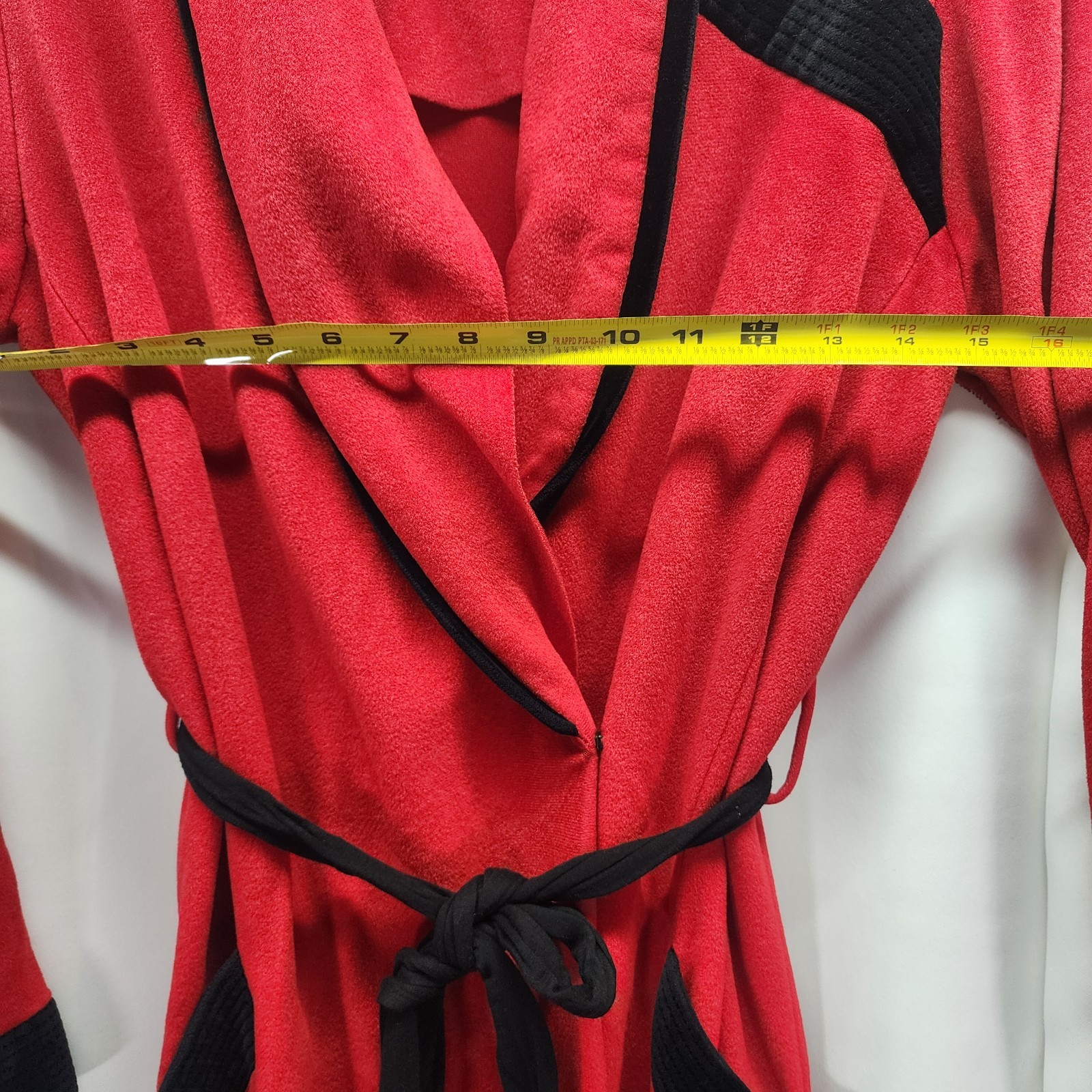 Vintage Evelyn Pearson Red Black House Coast Dressing Gown Small Loungewear Robe