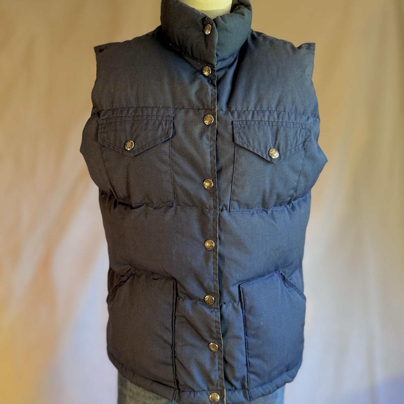 Vintage The North Face Down Vest Women’s Large Blue Made USA Brown Label
