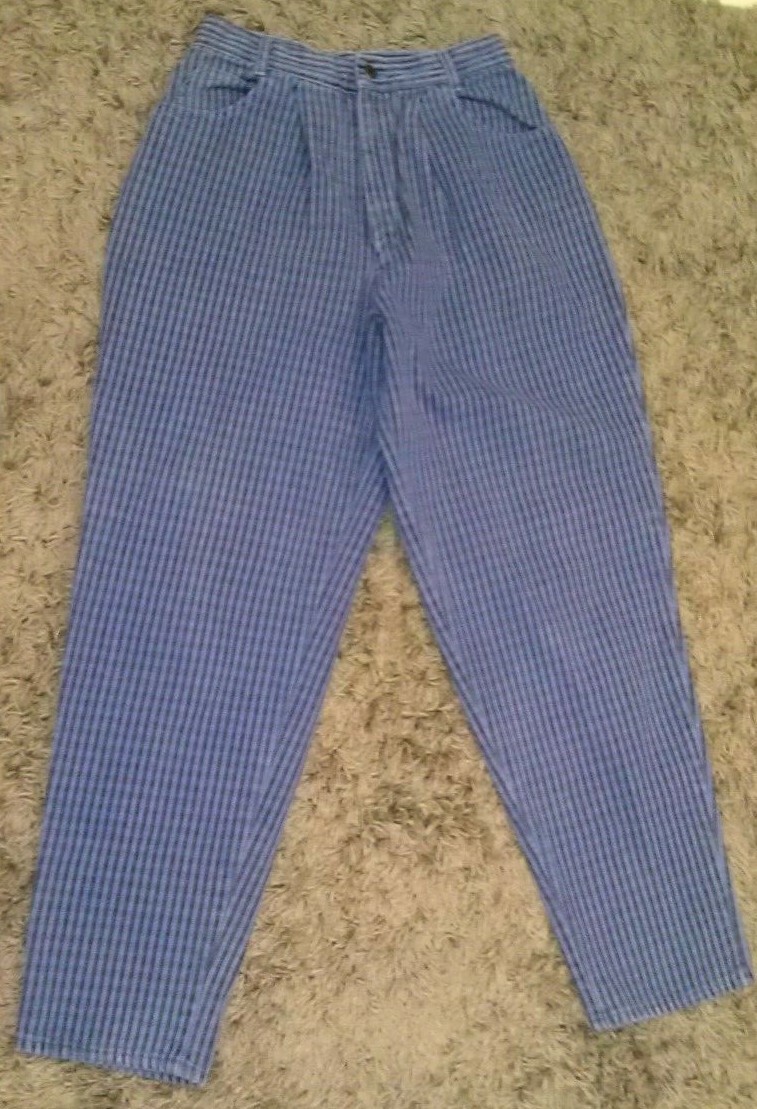 RVTG PULSE Jeans Canada Striped Tapered High Waist Womens 11 27×29 RAD! Hip Hop