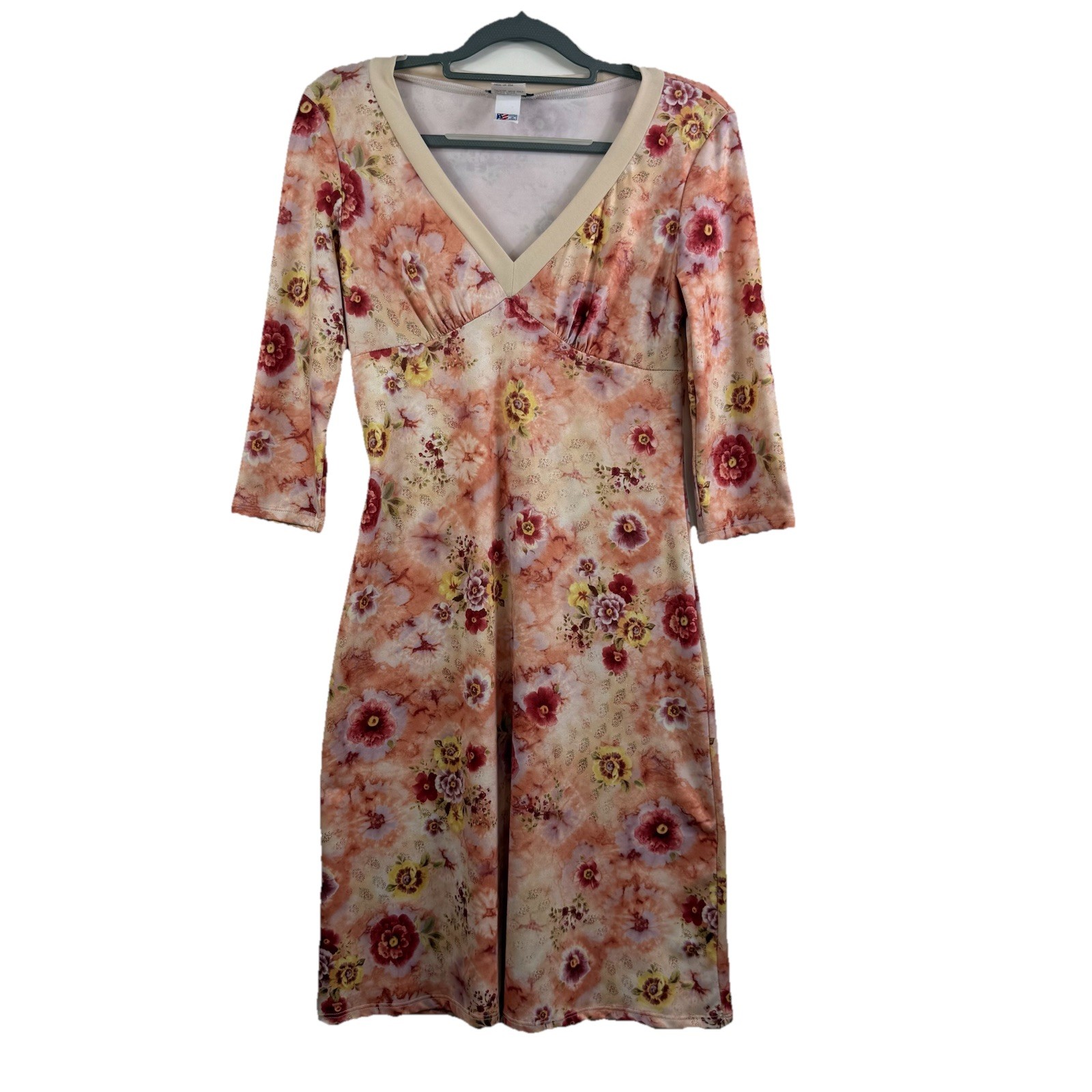 Vintage 90s Floral La Jolie Dress Small Made in USA Empire Waist Bloomcore Y2K