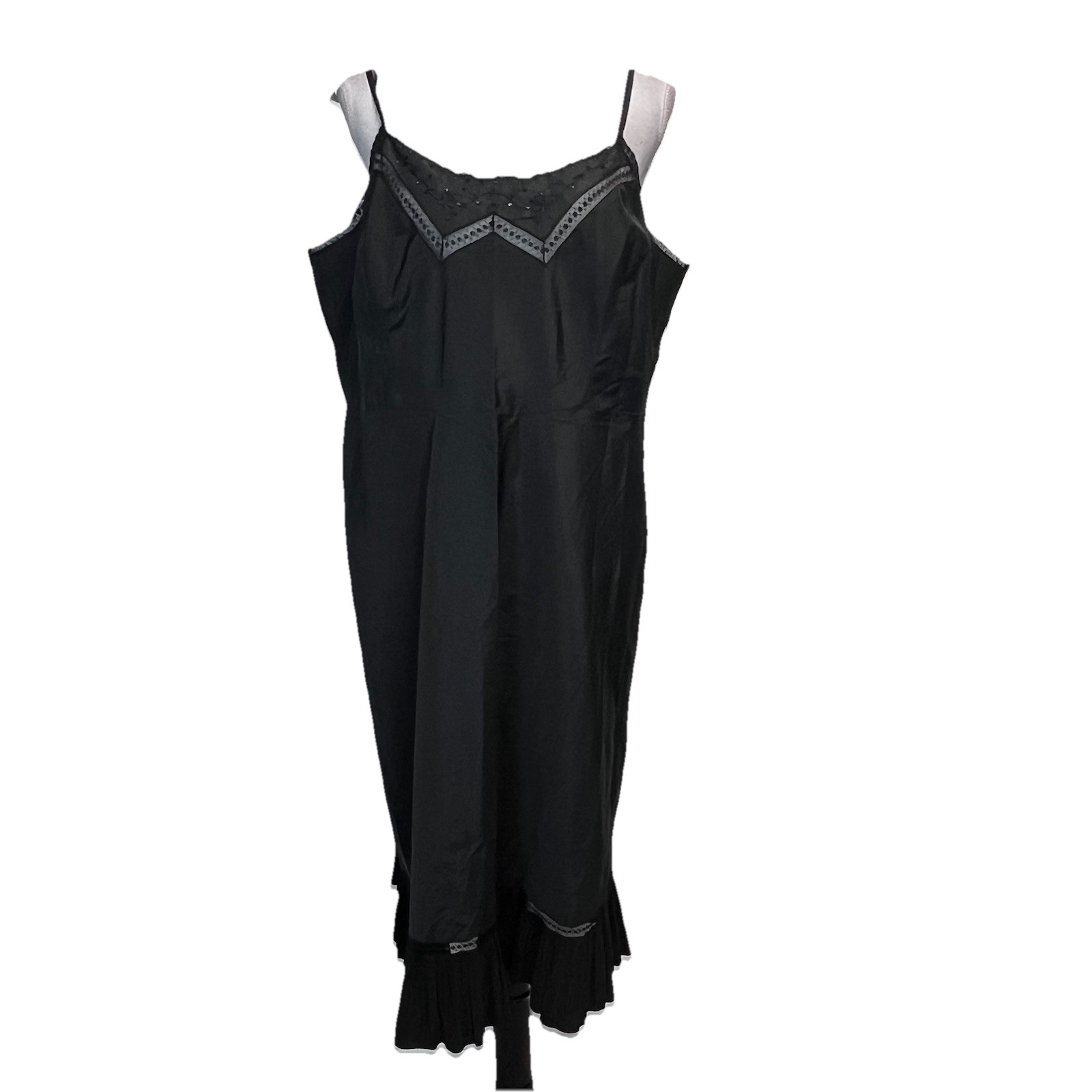 Vintage Olga Black Slip Dress Nightgown Negligee size 40 Lace Wedding Bridal