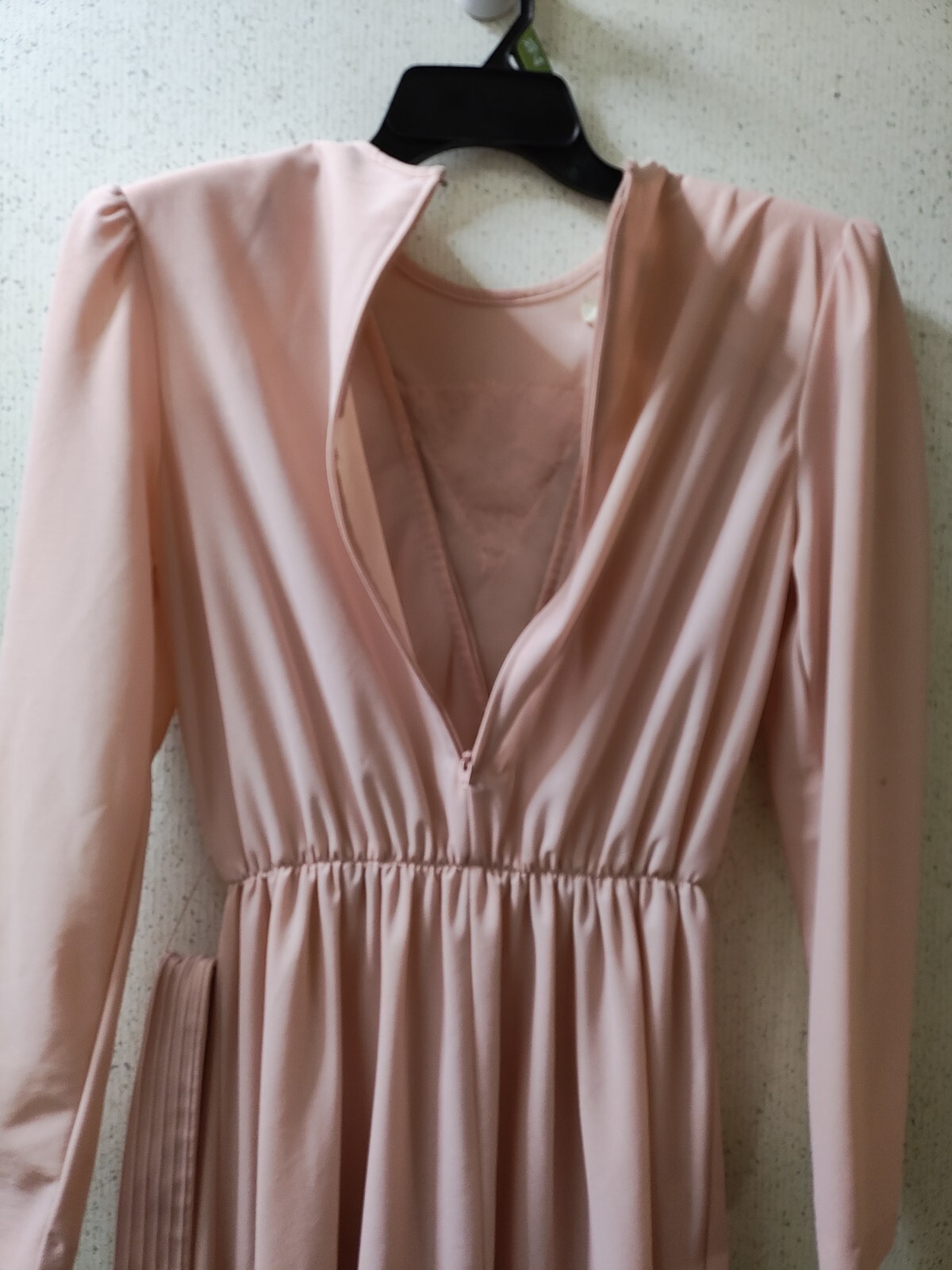 Vintage Jennifer Gee Chiffon Dress Pink Lace Puff Long Sleeve Size 10 Clean USA