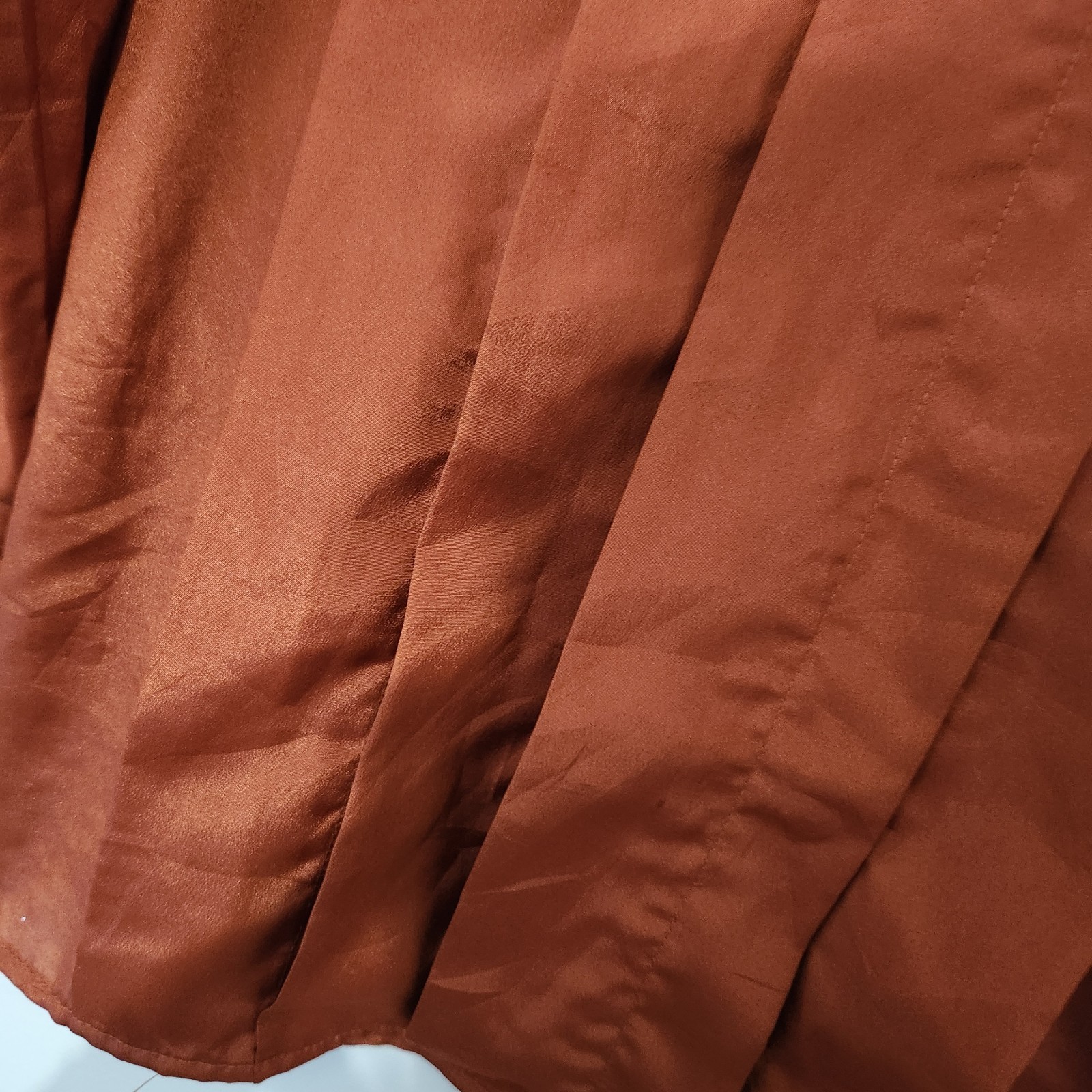 Vintage David Benjamin 8 Rust Pleated Blouse Statement Neck Button Shoulder Pads