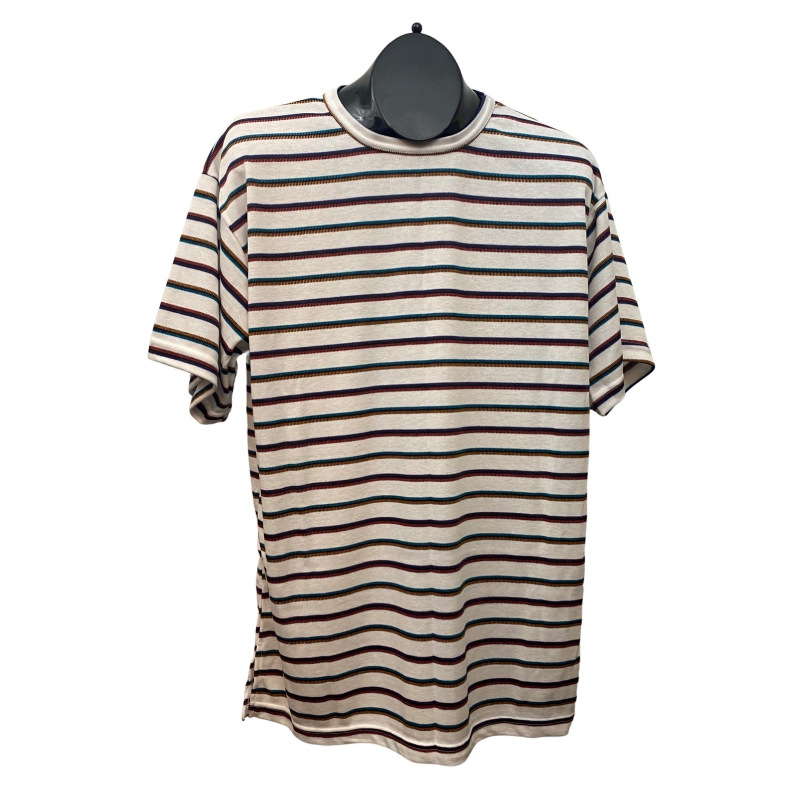 1990s Stripe Cotton T Shirt USA Made Looks Unworn / Women’s Medium ^