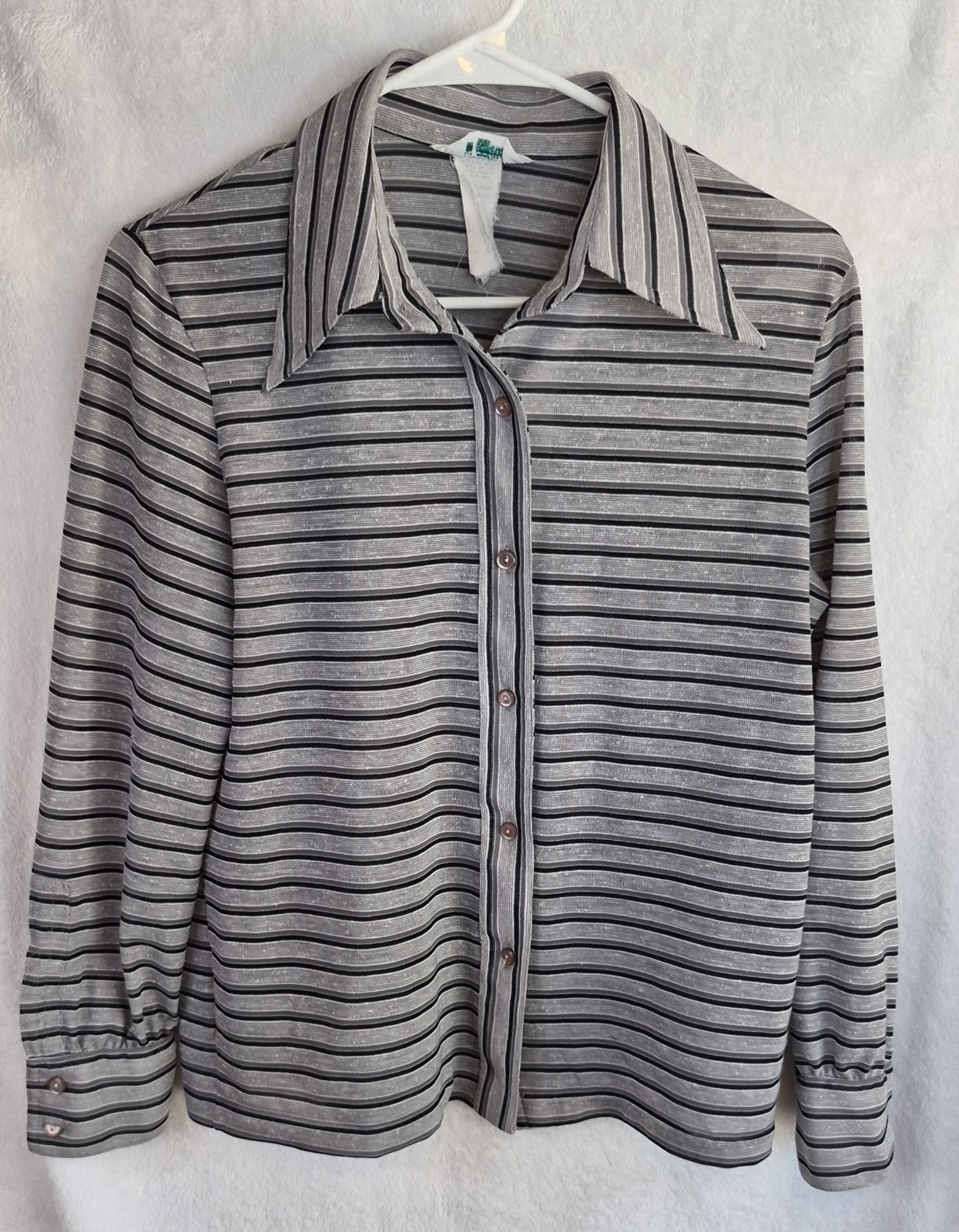 Vintage 70s 80s Striped Blouse Alex Colman California Retro Button Shirt S Disco